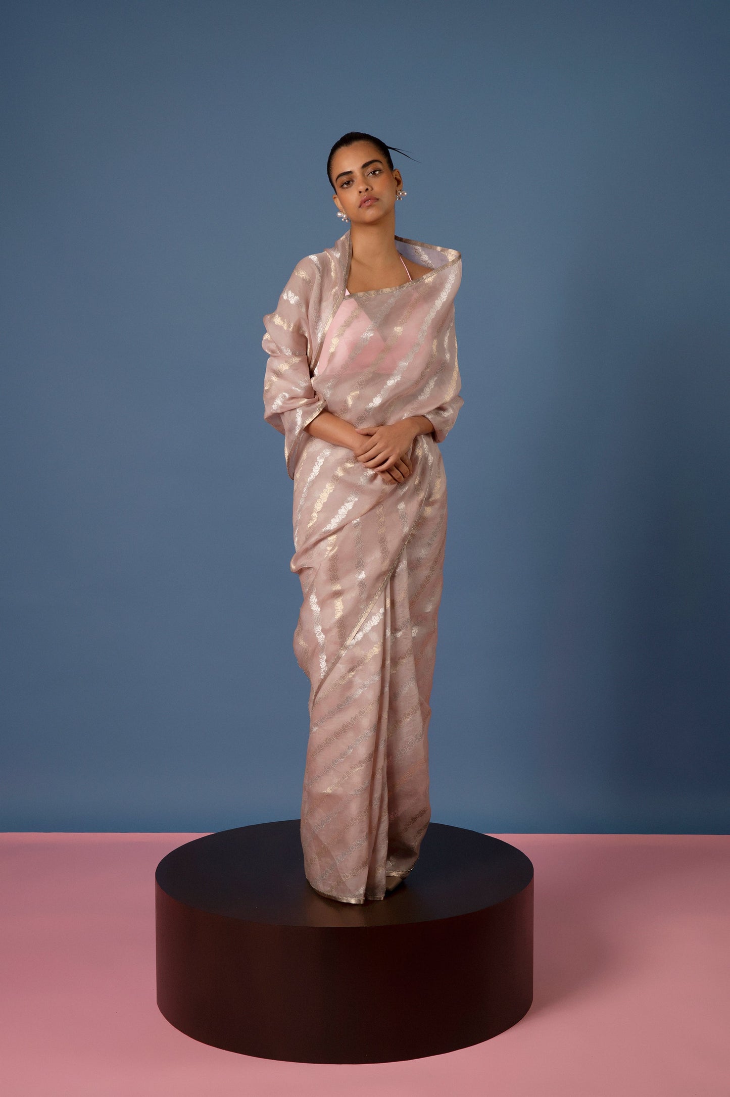 Handwoven Pale Pink Organza Saree