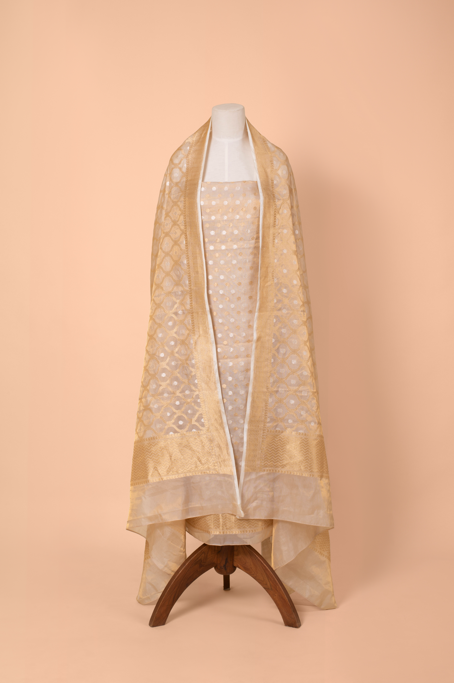 Handwoven Beige Tissue Suit Piece