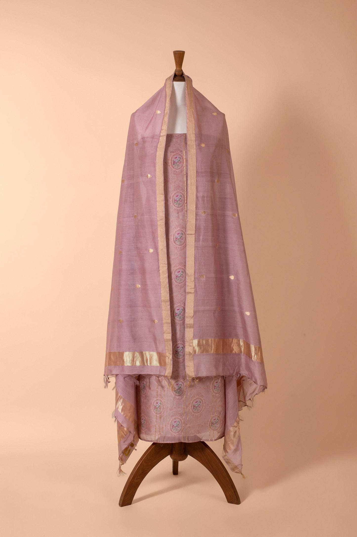 Handwoven Pink Chanderi Suit Piece