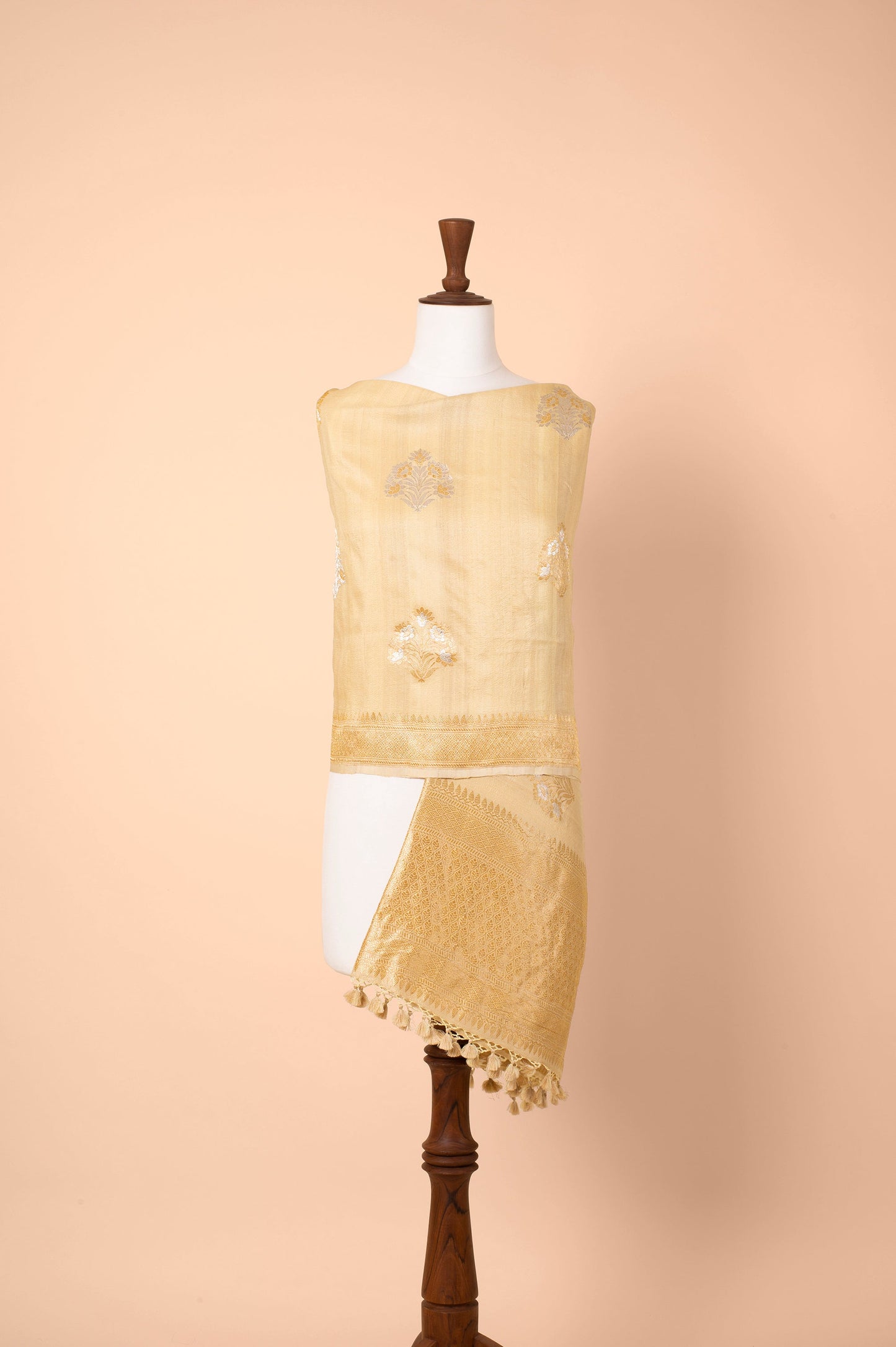 Handwoven Yellow Tussar Silk Dupatta