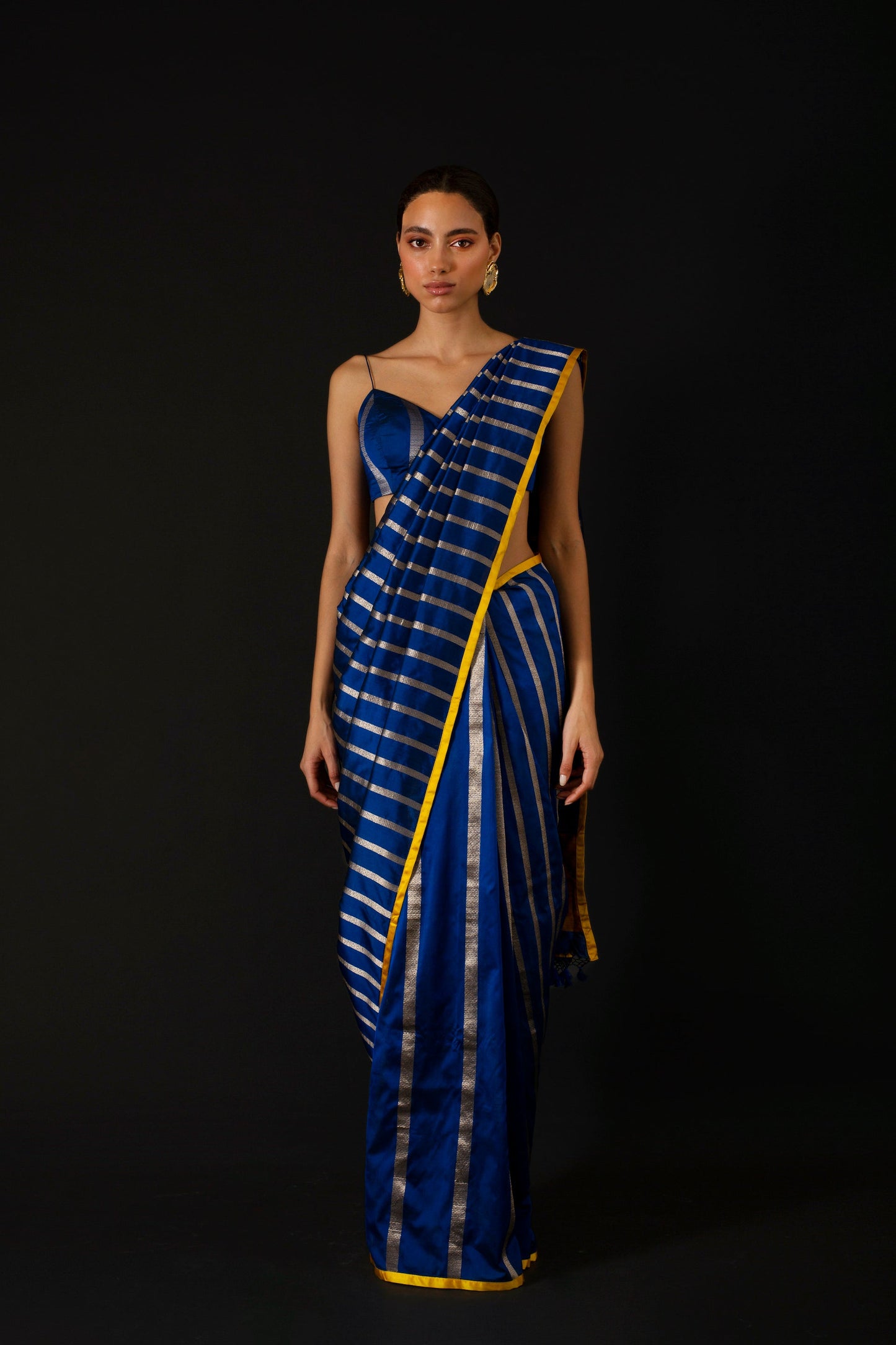Estate Blue Full Striped Saree