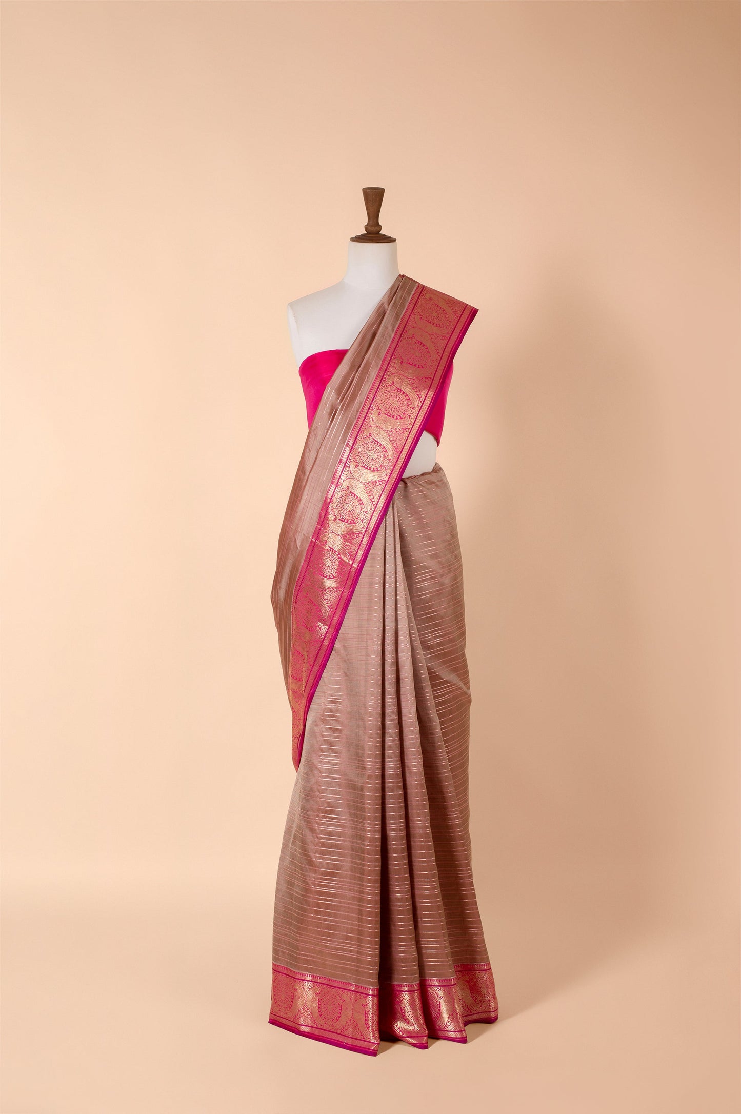 Handwoven Pink Kanjivaram Silk Sari
