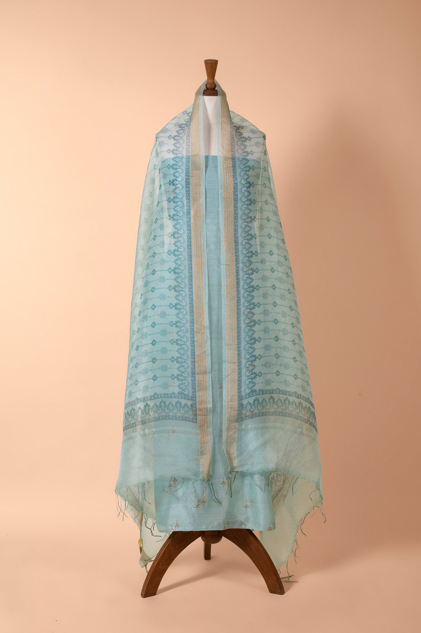 Handwoven Green Chanderi Suit Piece