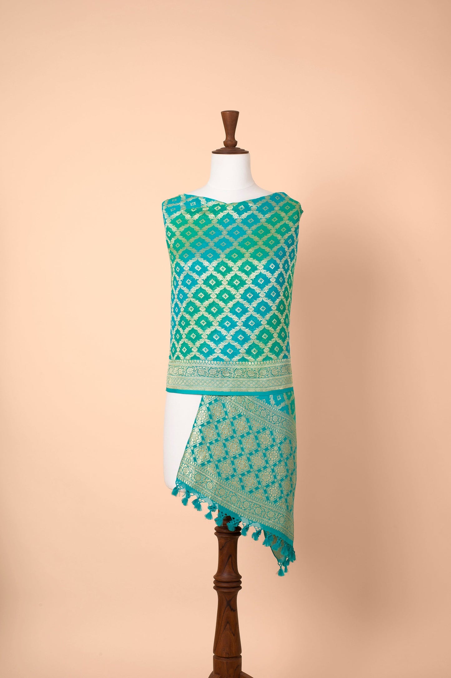 Handwoven Blue Georgette Dupatta