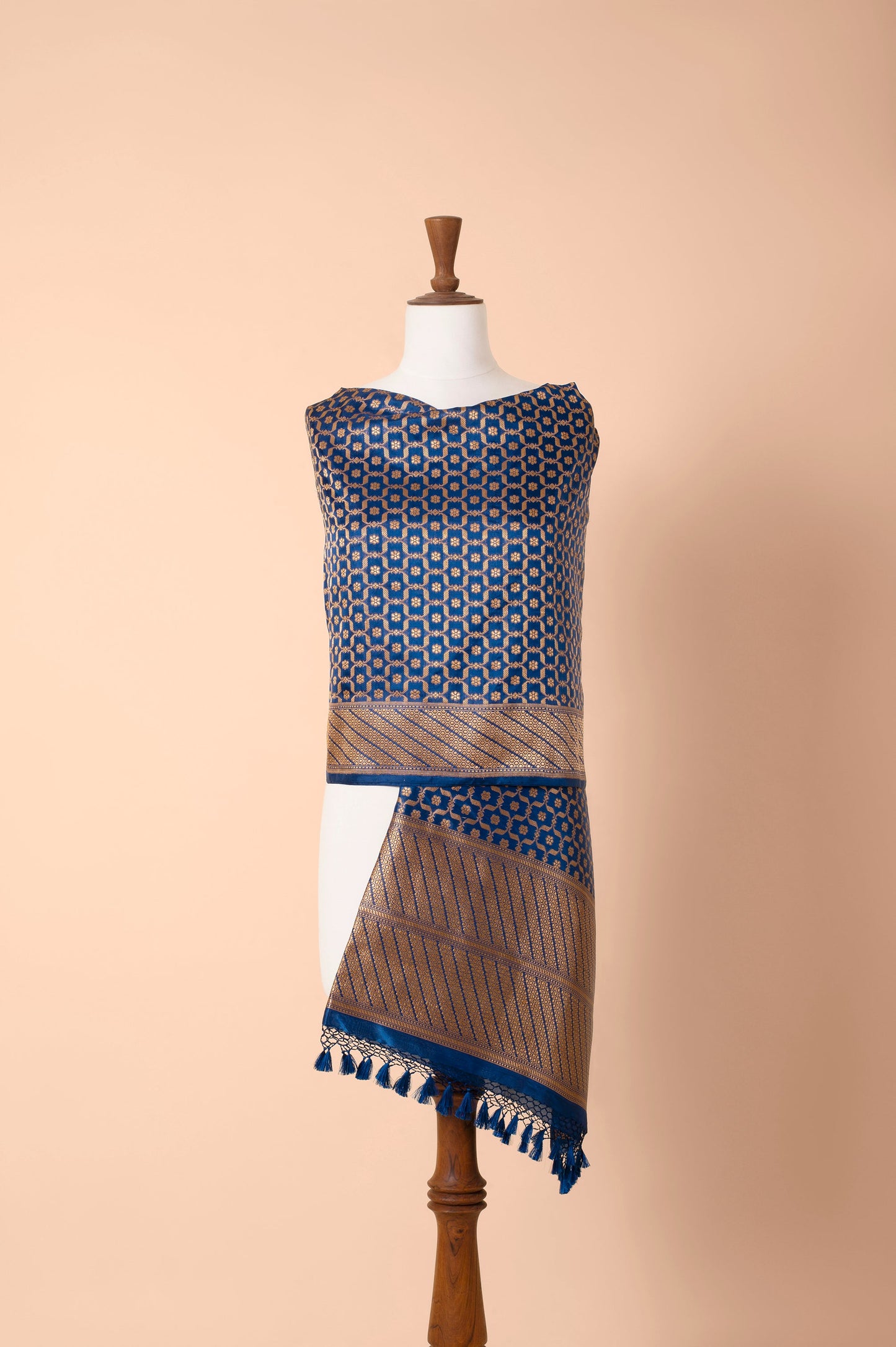 Handwoven Blue Silk Dupatta