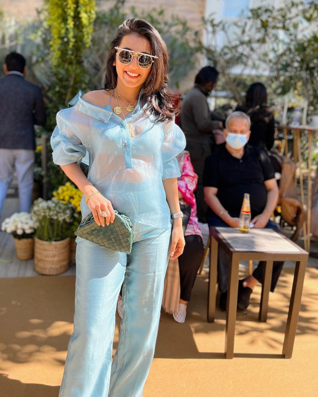 Masoom Minawala in Dusty Blue Organza Shirt Set