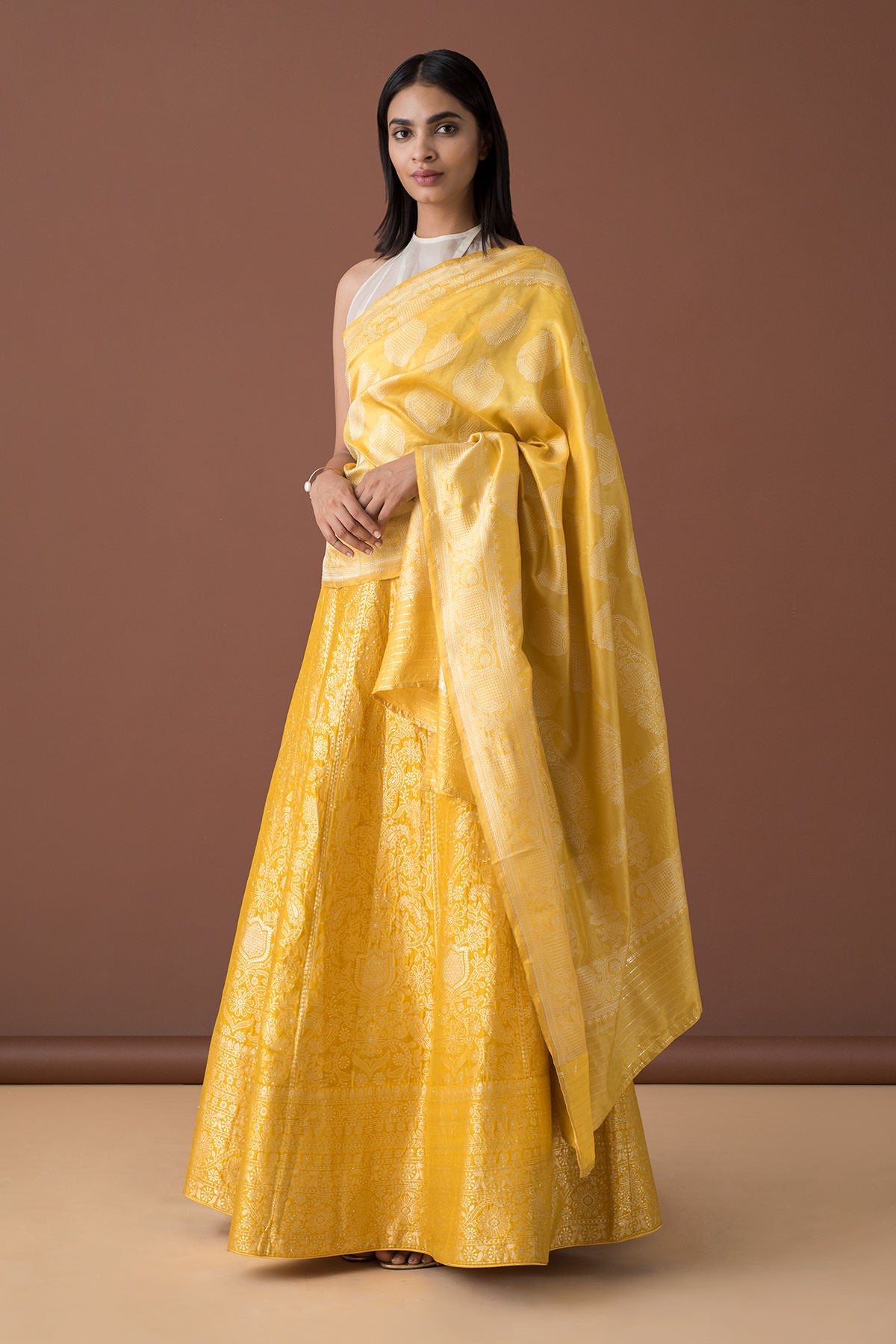Handwoven Yellow Silk Dupatta (Mehfooz 2018)