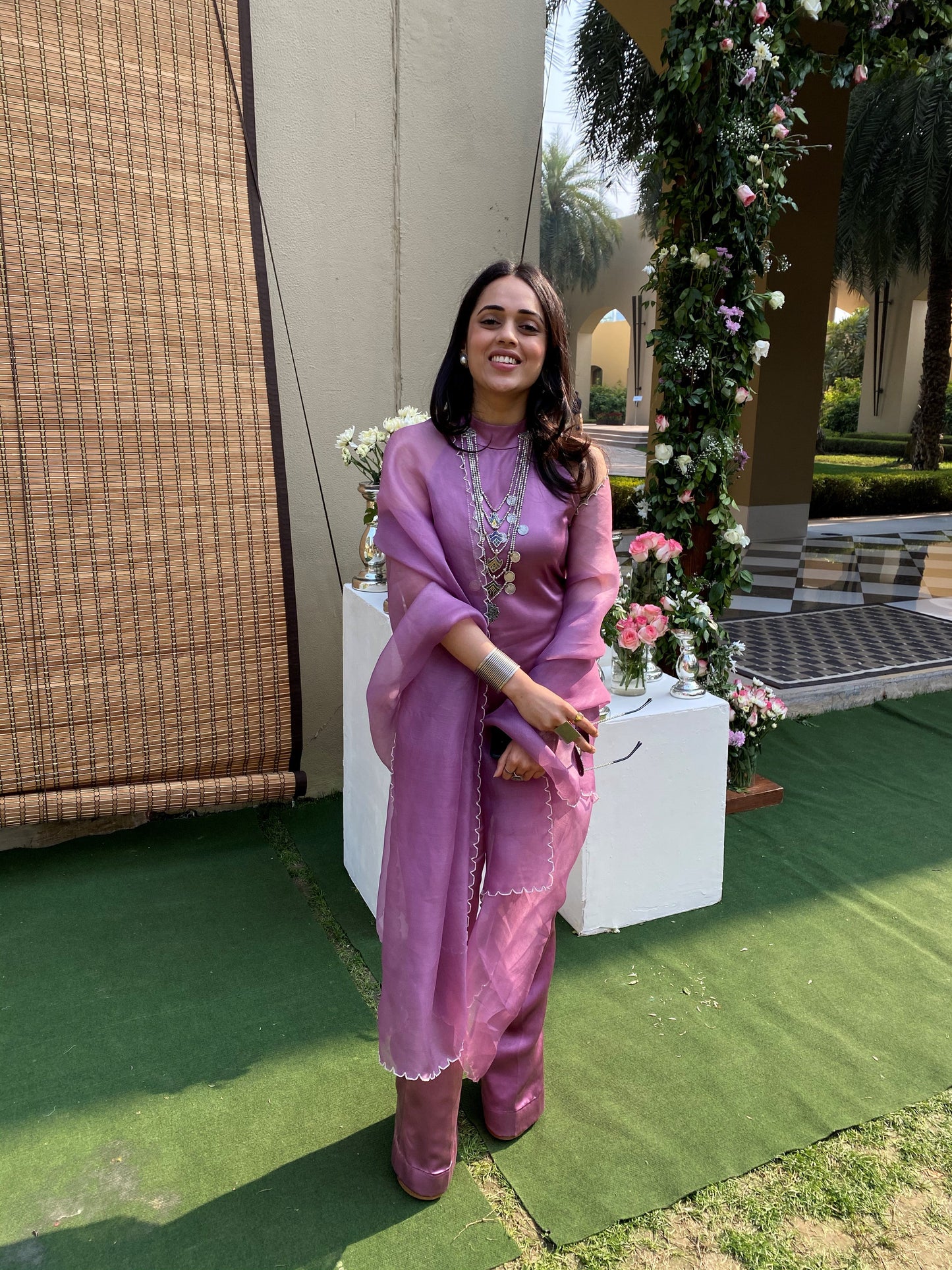 Handwoven Mauve Silk Suit Set