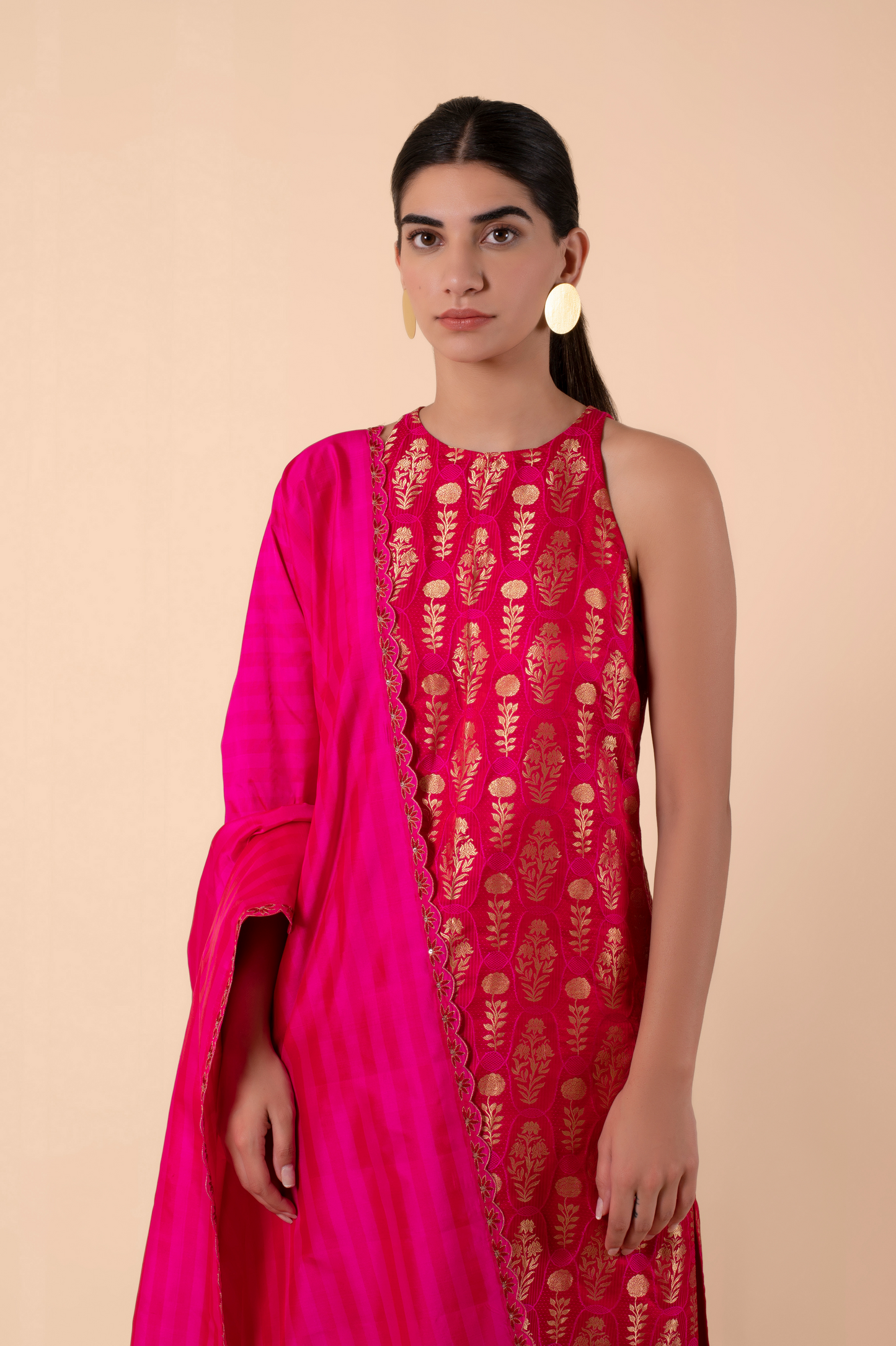 Handwoven Pink Silk kurta