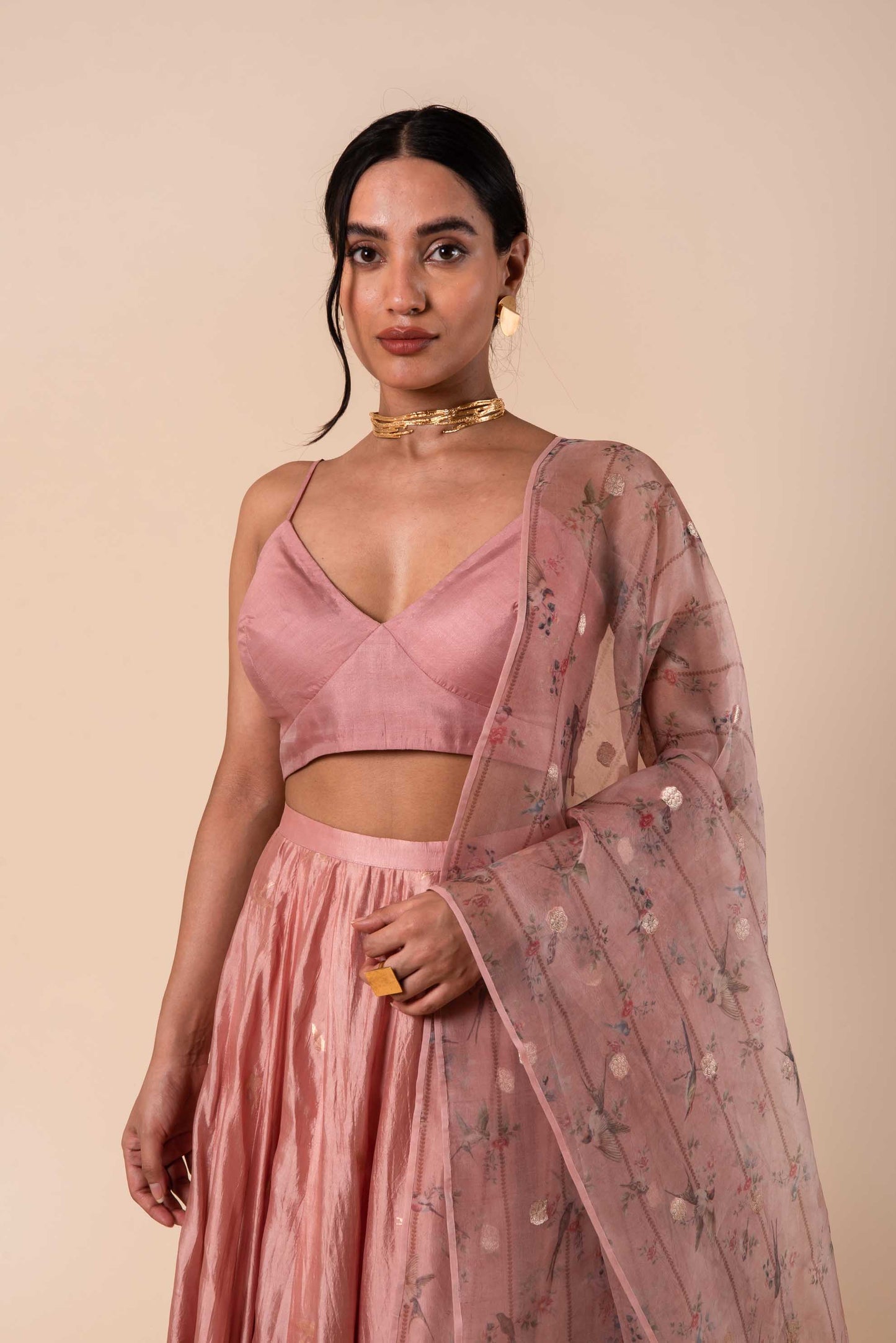 Handwoven Pink Silk Lehanga