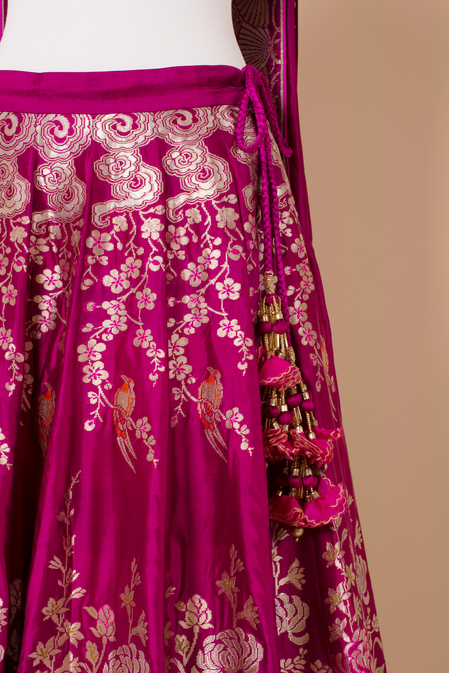 Handwoven Maroon Silk Lehenga