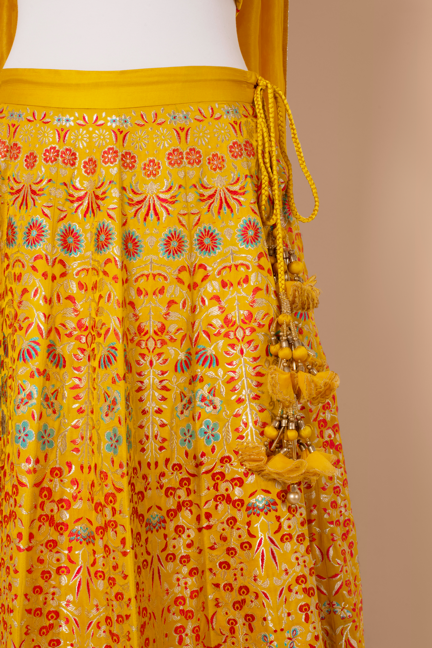 Handwoven Mustard Silk Lehenga