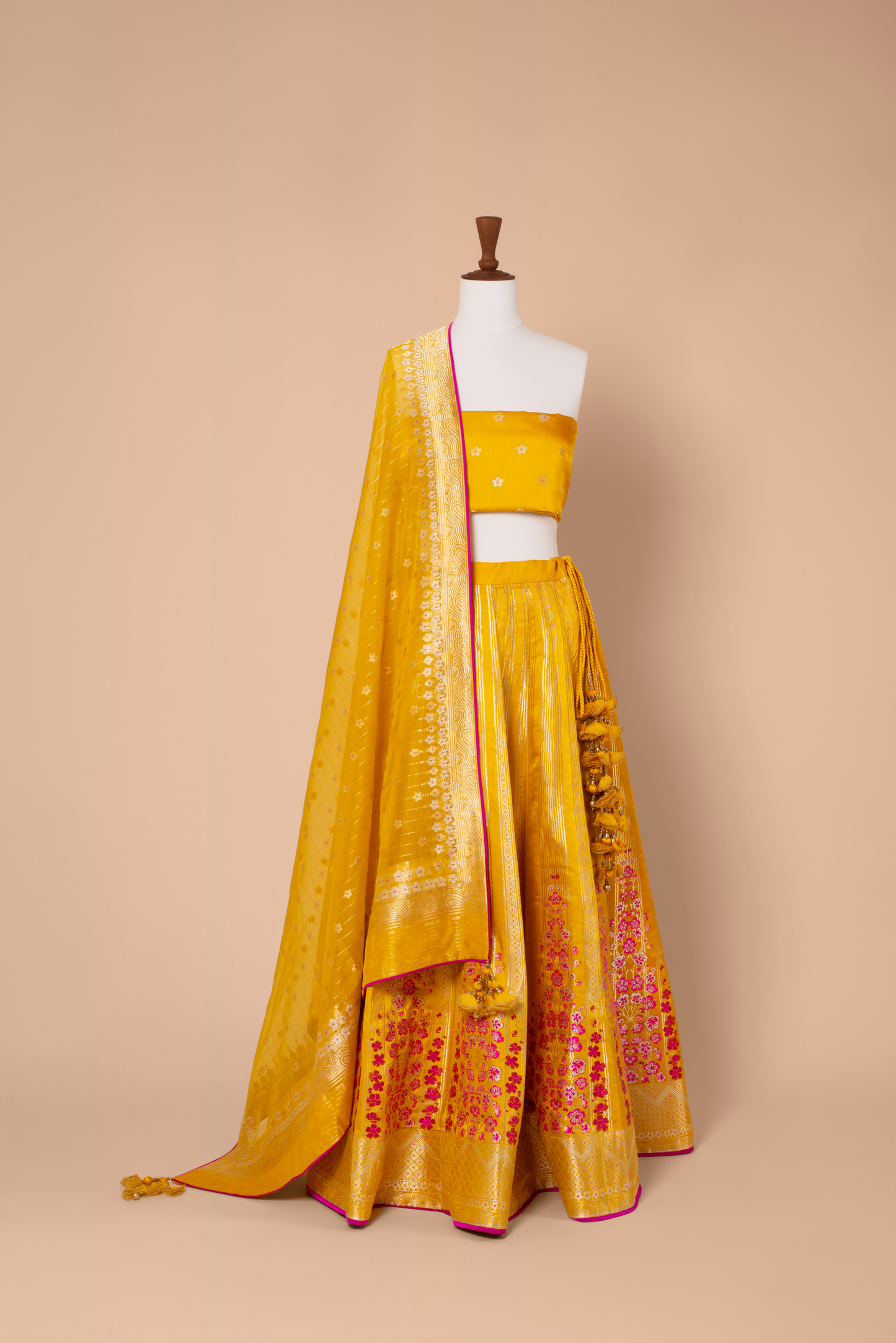 Handwoven Mustard Silk Lehenga