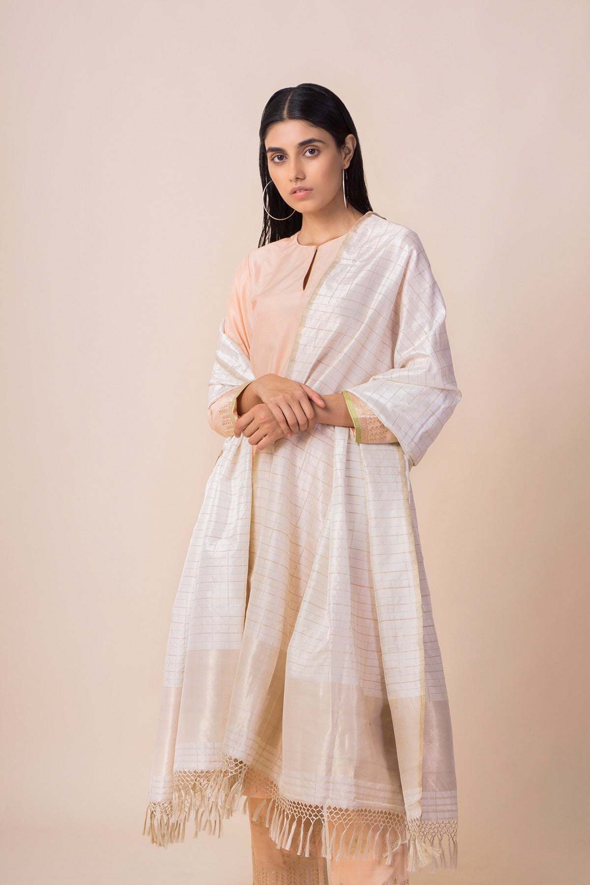 Handwoven Ivory Silk Dupatta