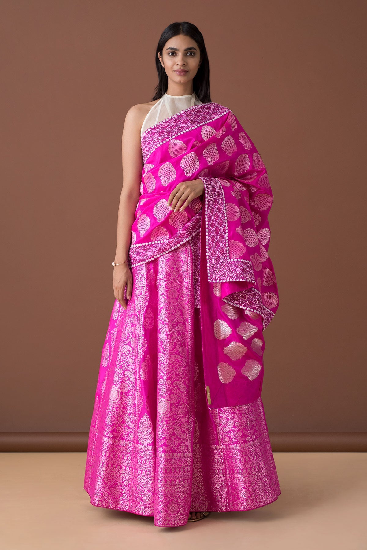 Handwoven Pink Silk Dupatta (Mehfooz 2018)