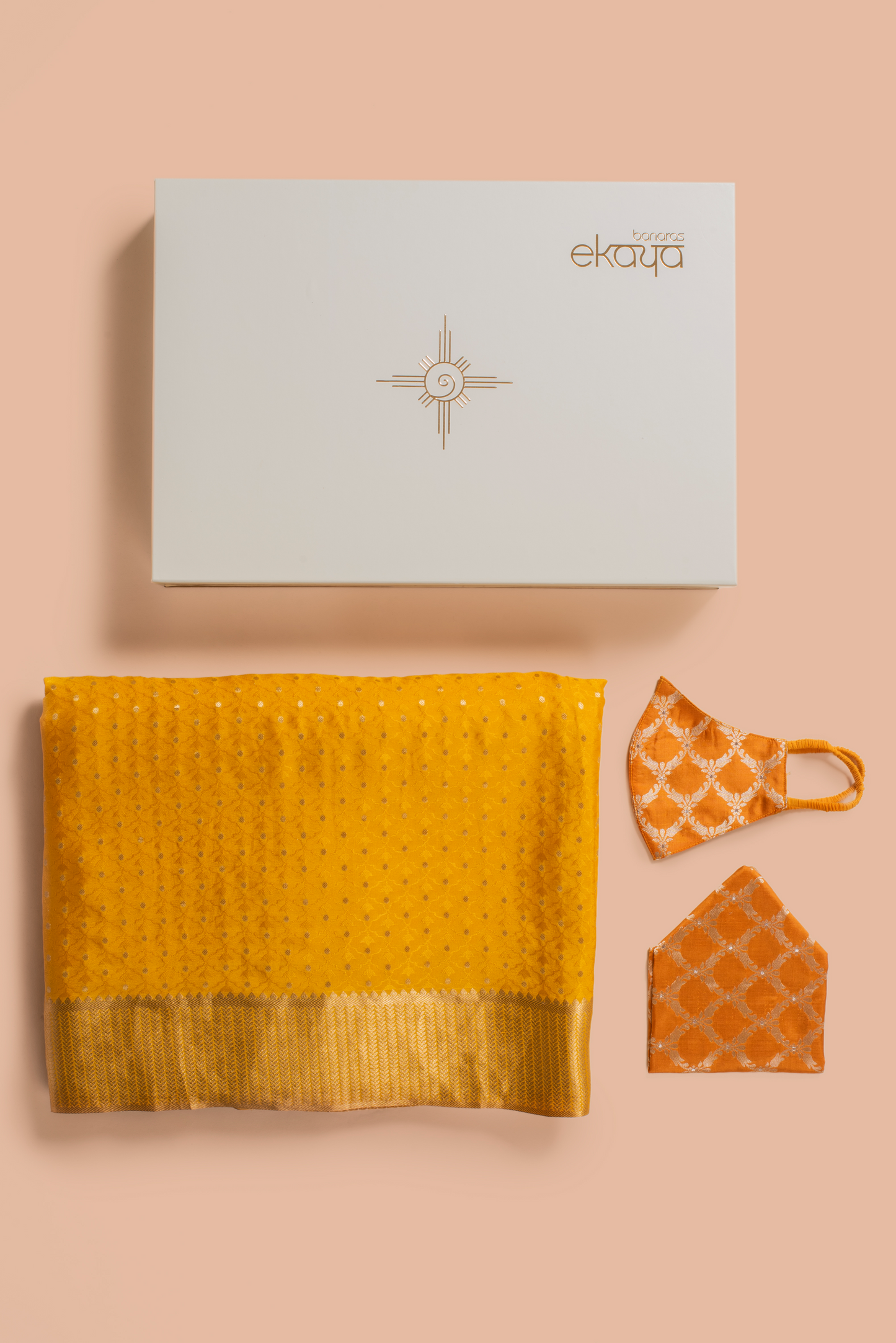 Handwoven Mustard Sari Gift Set