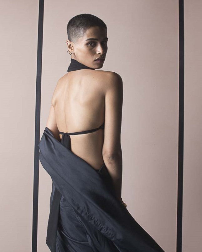 Charcoal Black Halter Blouse