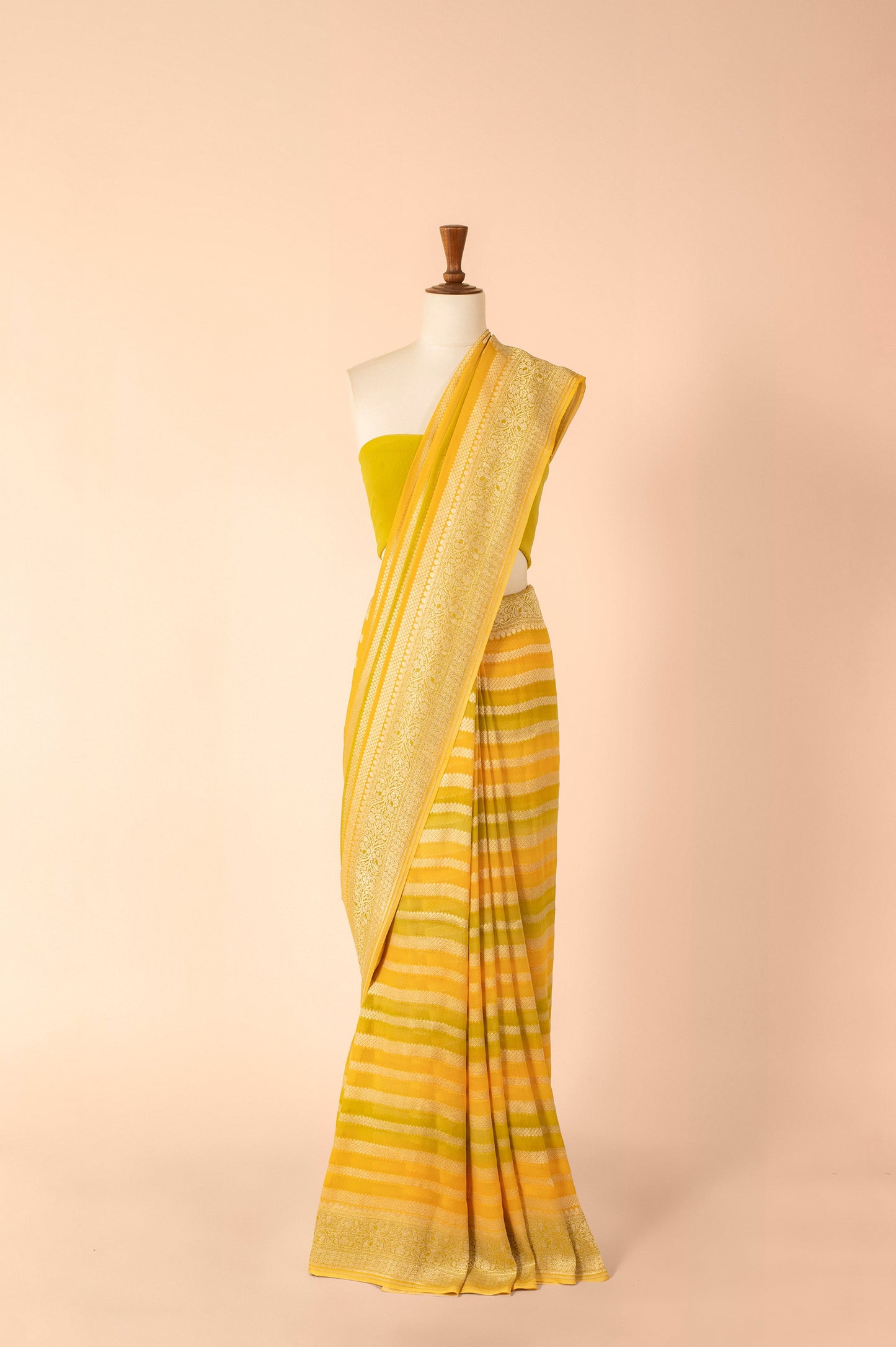 Handwoven Yellow Georgette Sari