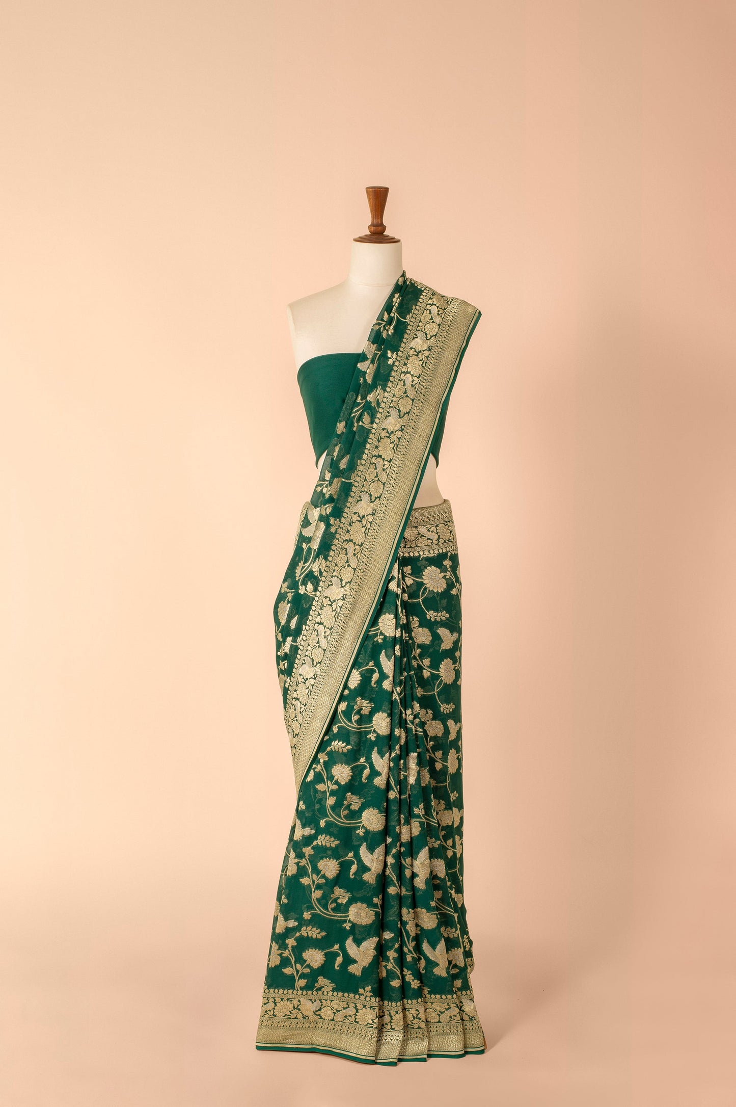 Handwoven Green Georgette Sari