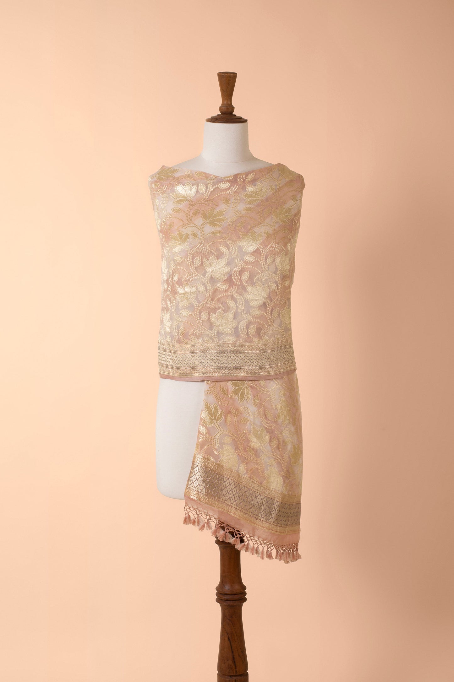 Handwoven Beige Georgette Dupatta