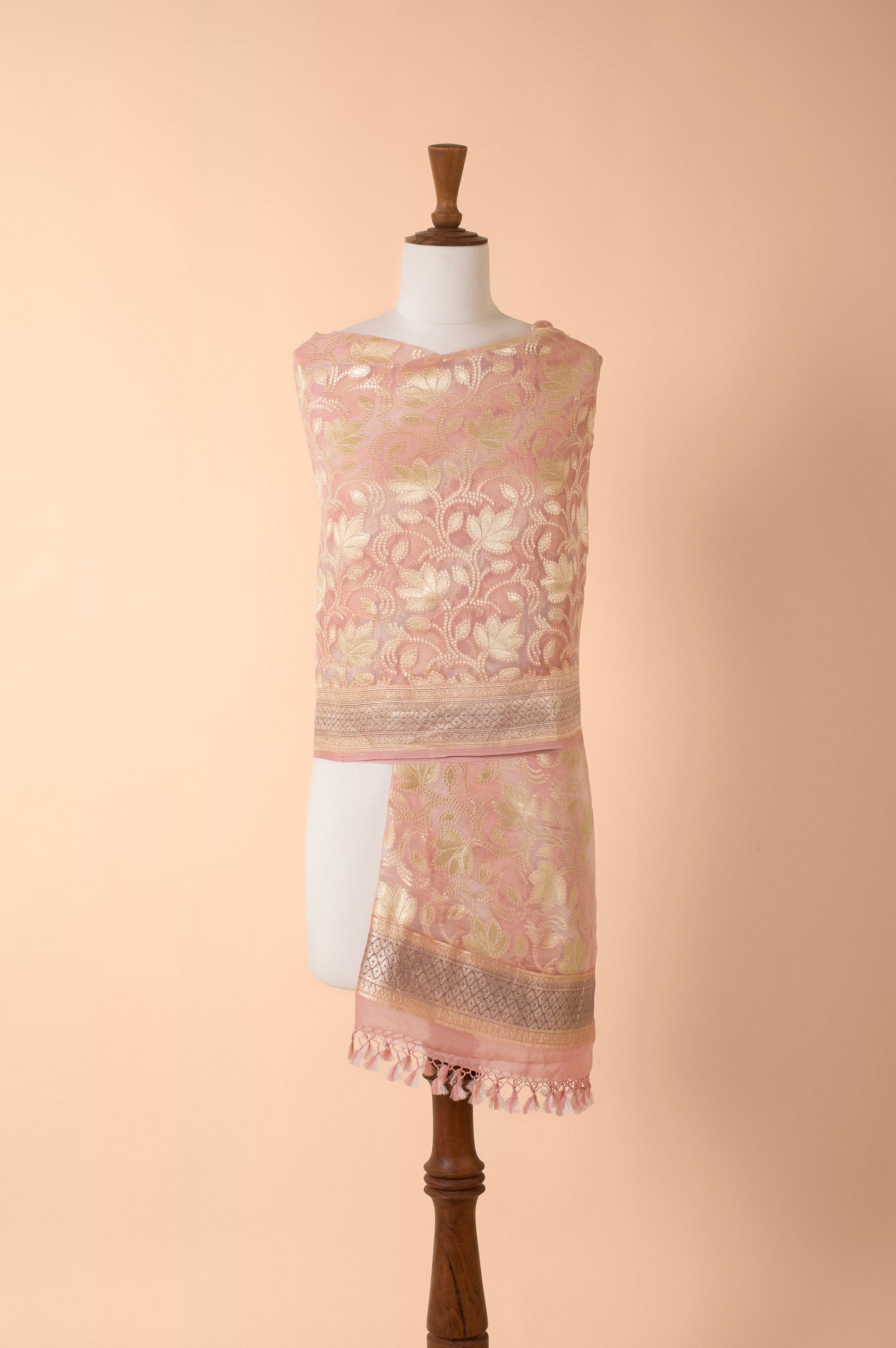 Handwoven Pink Georgette Dupatta