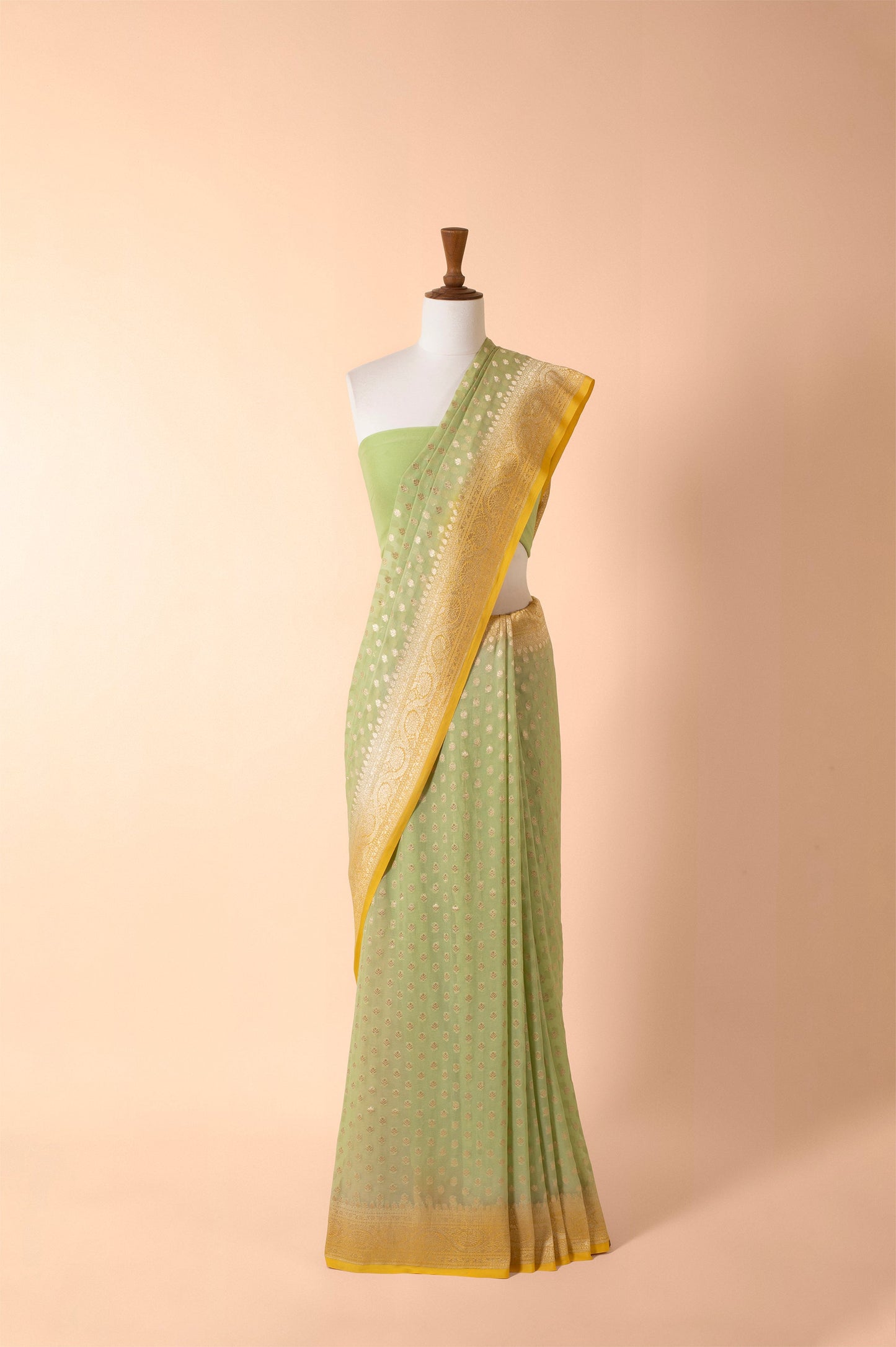 Handwoven Green Georgette Sari
