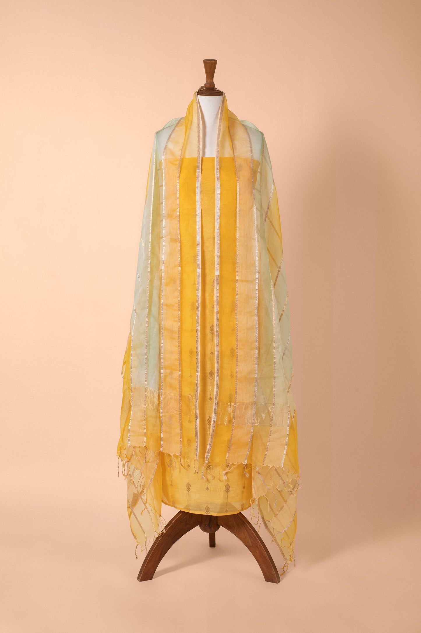 Handwoven Yellow Chanderi Suit Piece