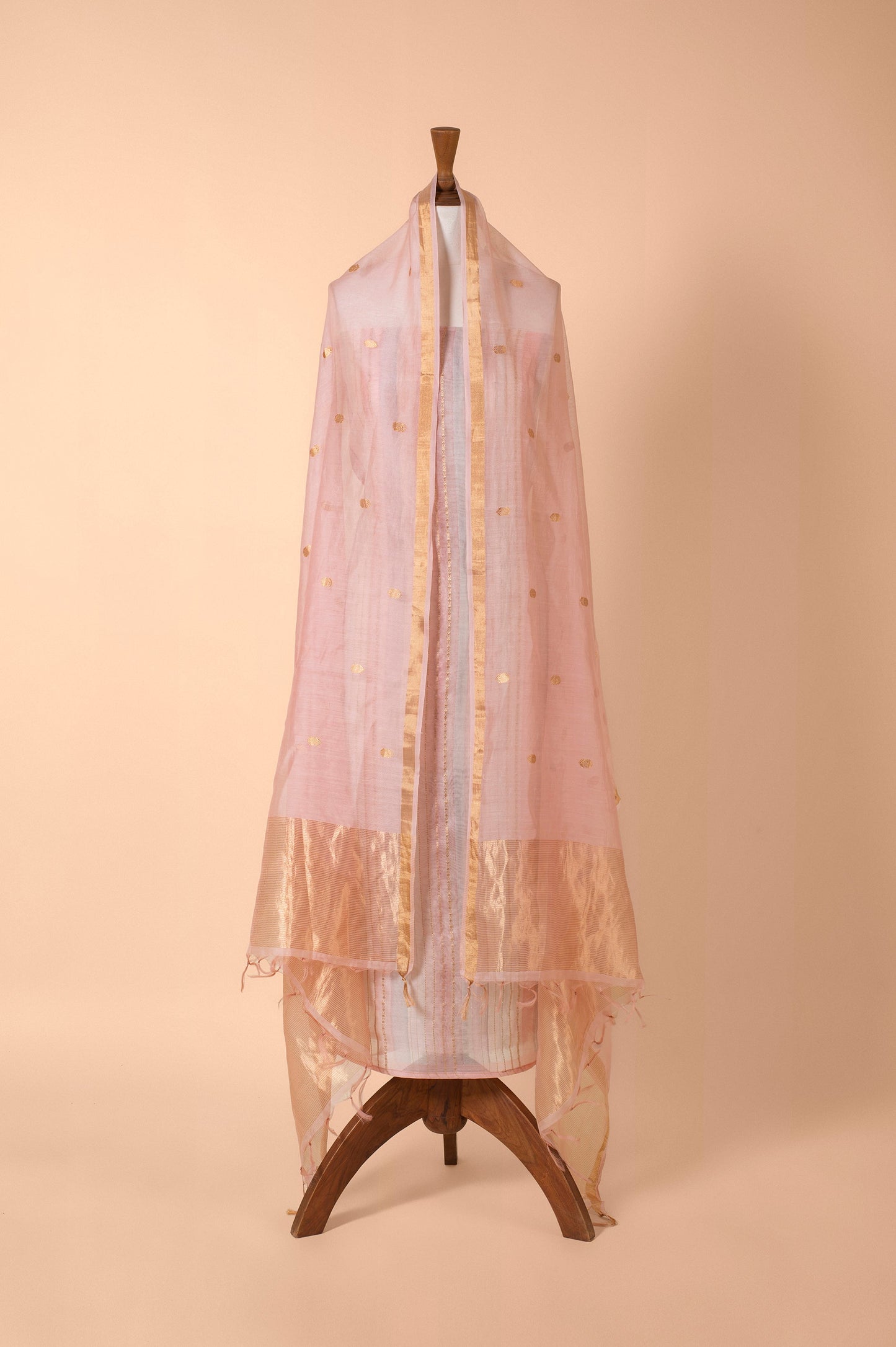 Handwoven Pink Chanderi Suit Piece
