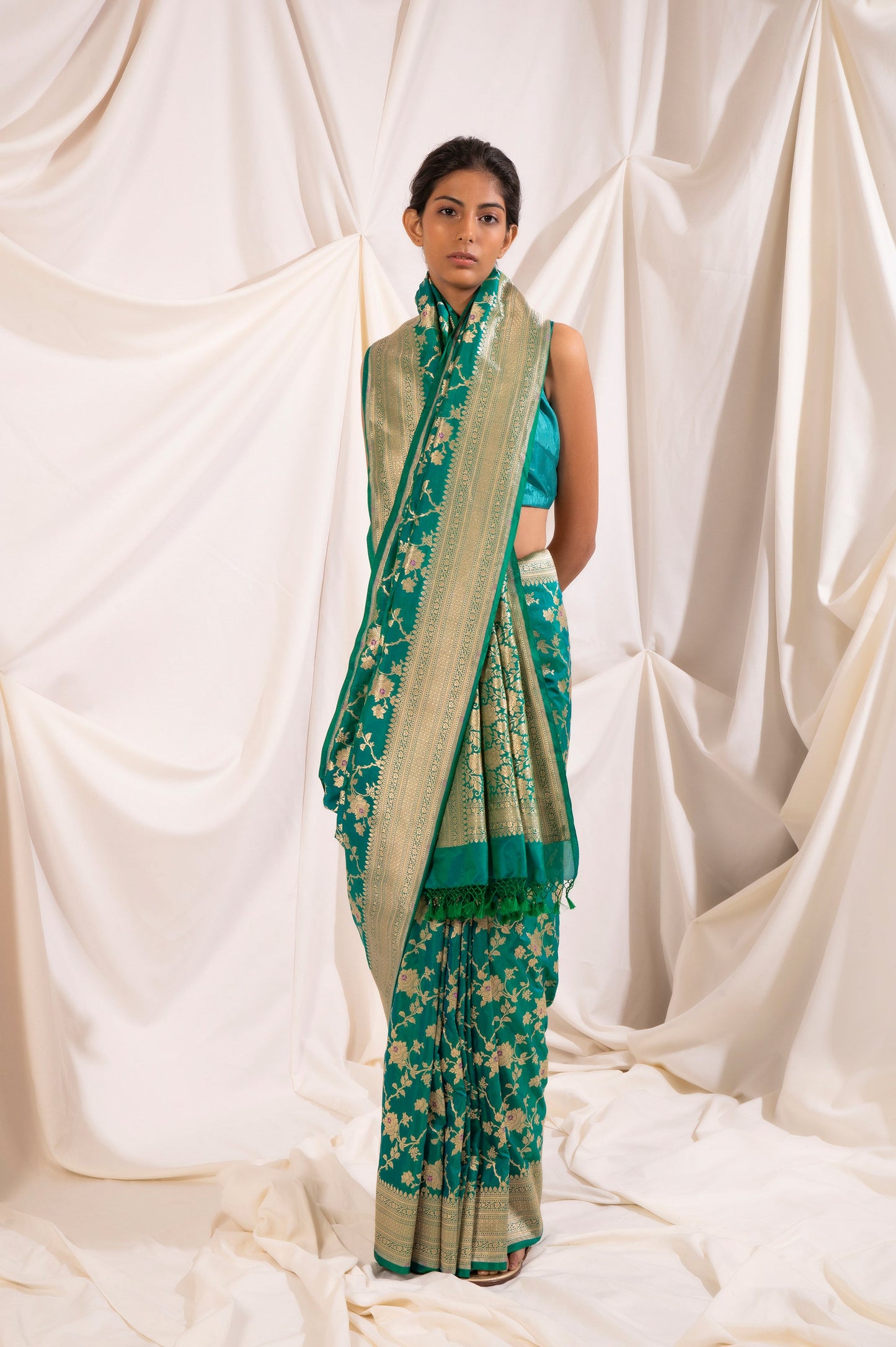 Handwoven Green Silk Sari