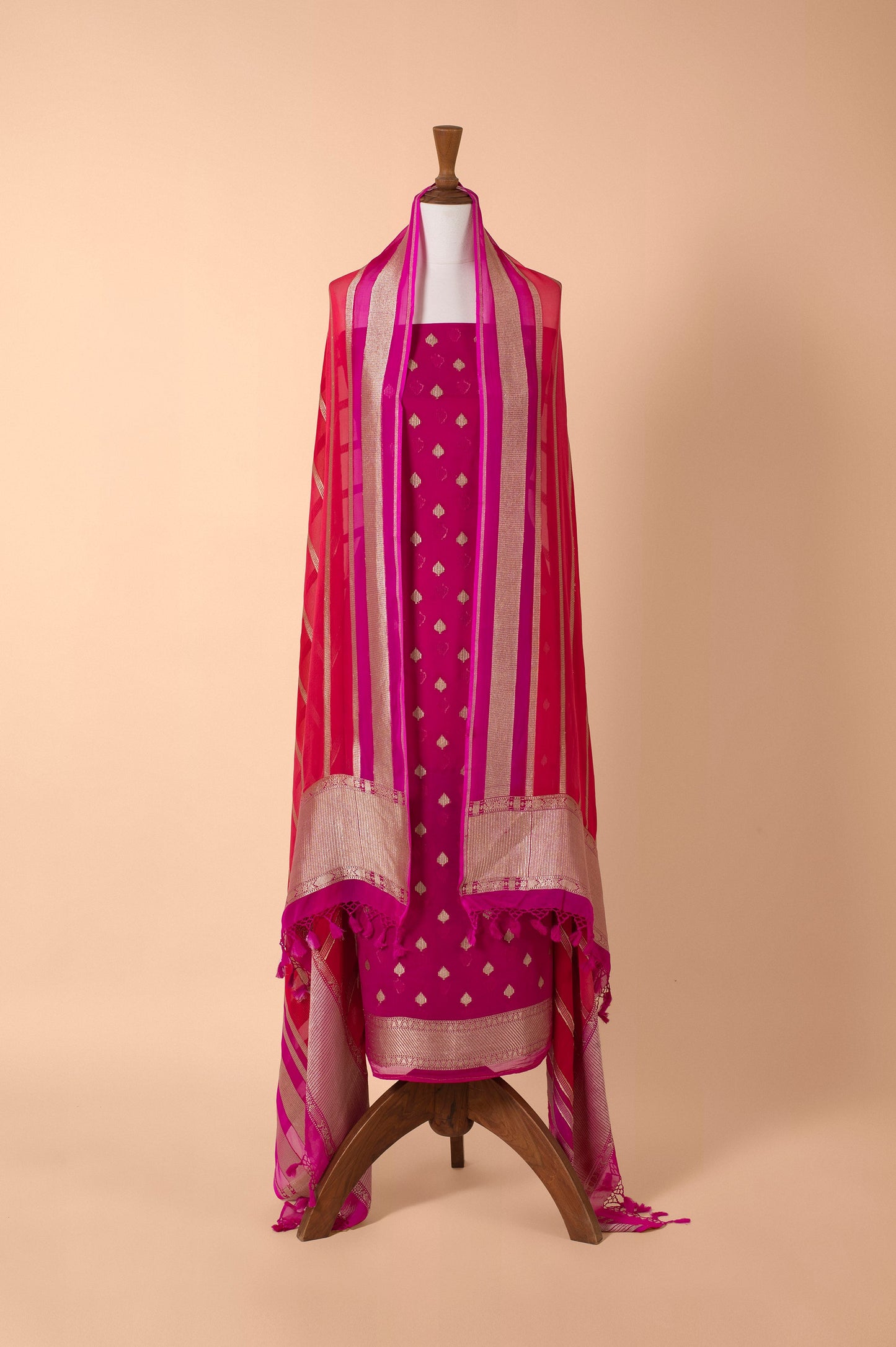 Handwoven Maroon Georgette Suit Piece