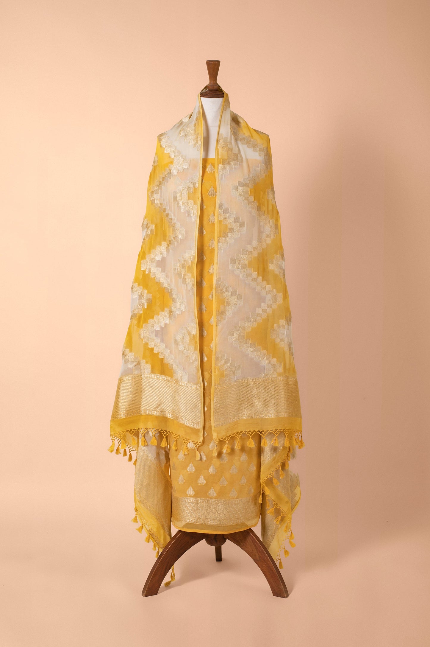 Handwoven Yellow Georgette Suit Piece