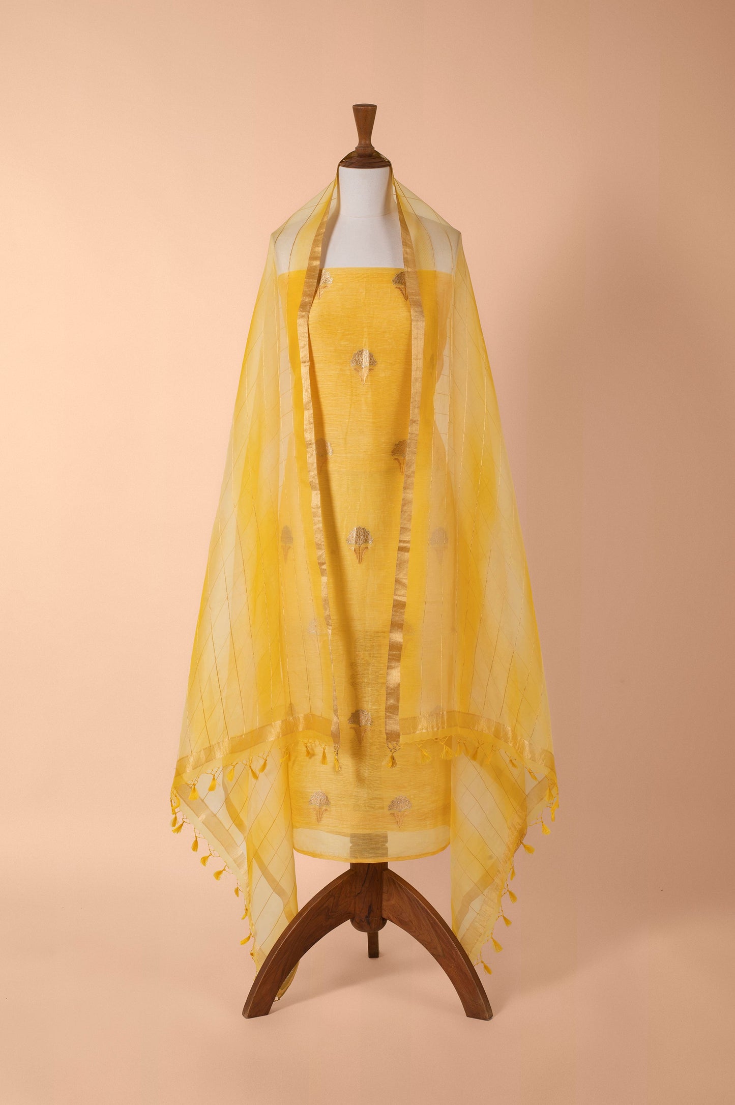 Handwoven Yellow Chanderi Suit Piece