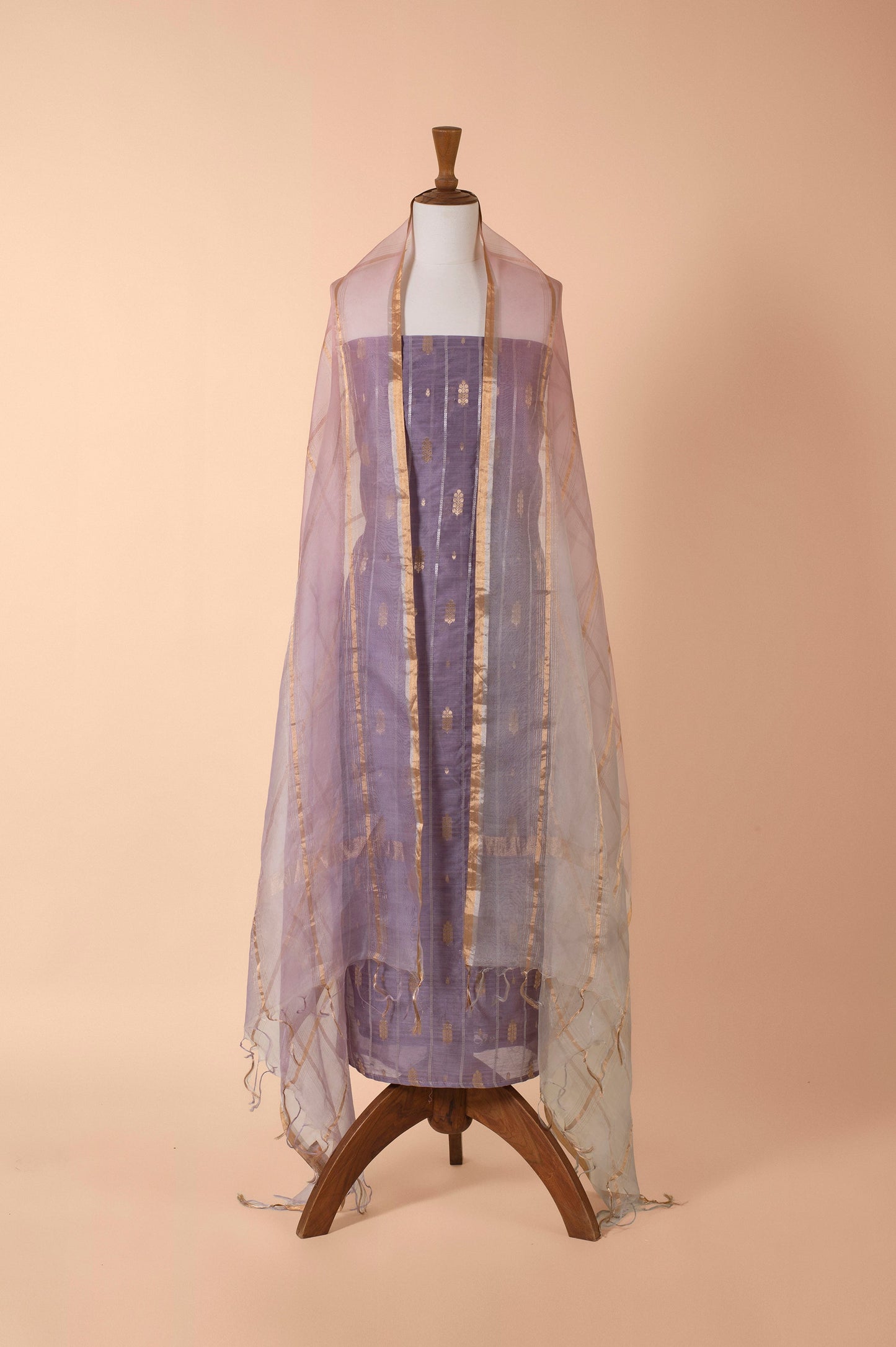 Handwoven Purple Chanderi Suit Piece