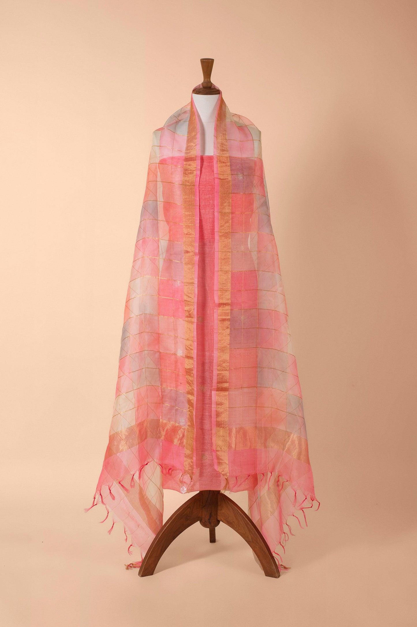 Handwoven Peach Linen Suit Piece
