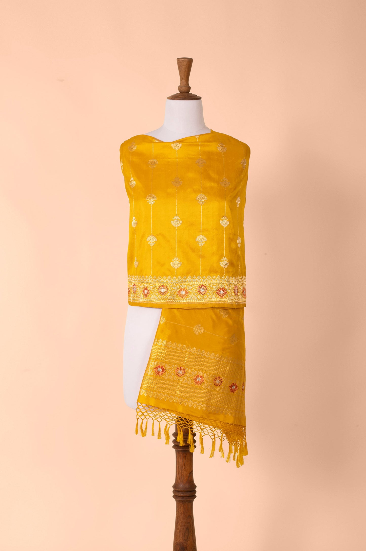Handwoven Yellow Silk Dupatta
