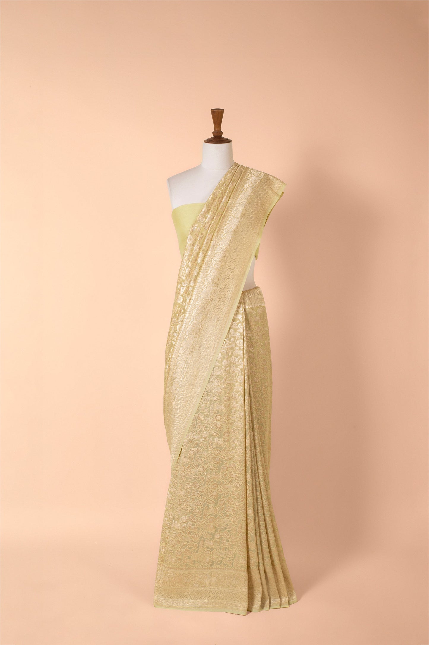 Handwoven Green Georgette Sari