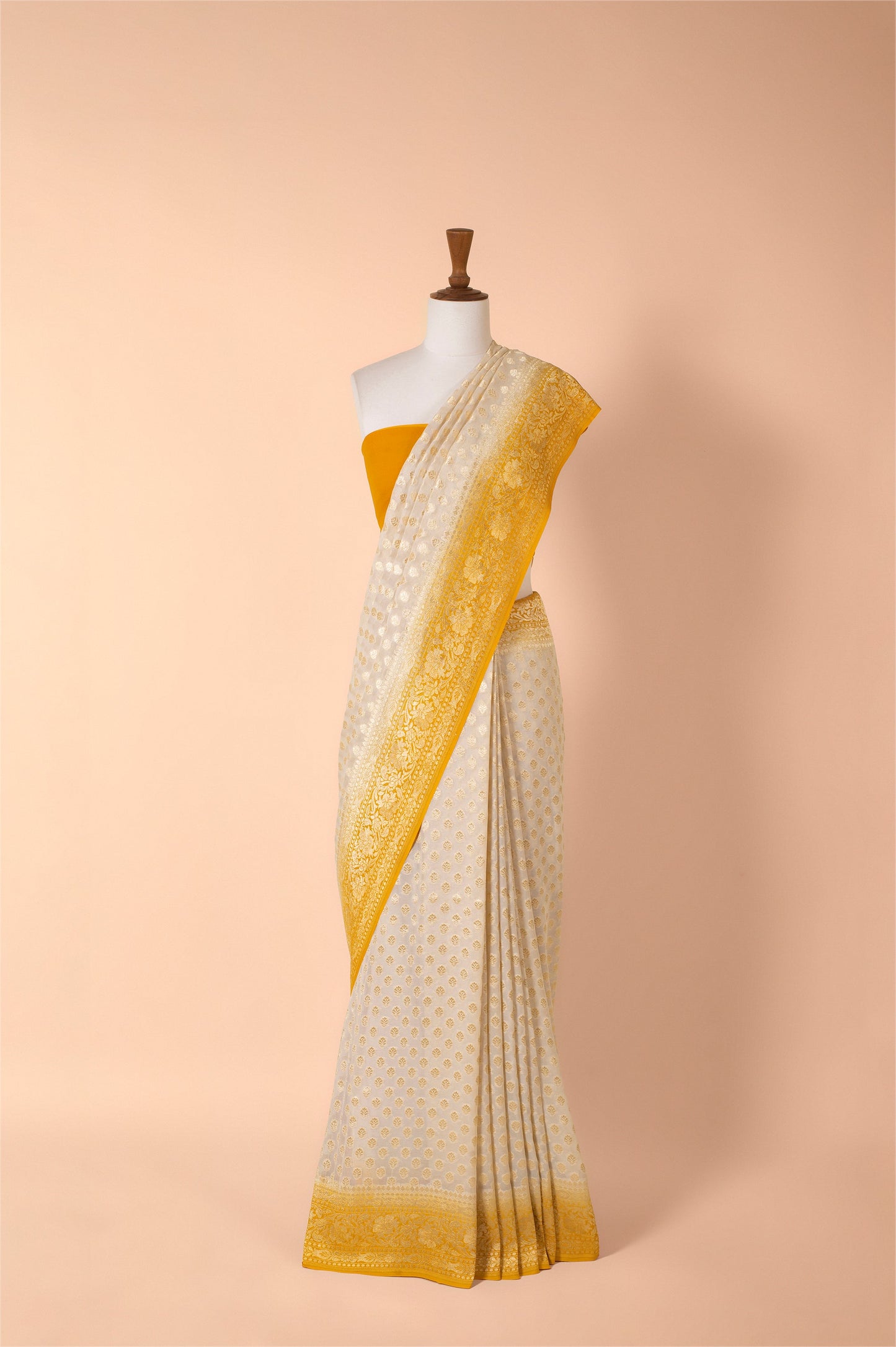 Handwoven Yellow Georgette Sari