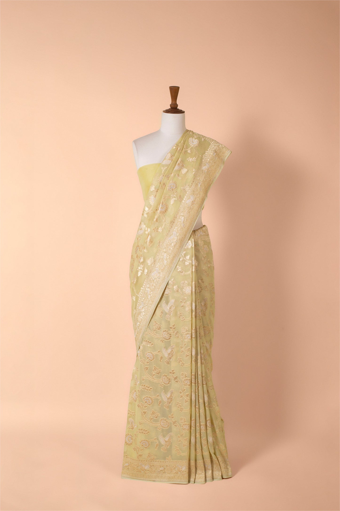 Handwoven Green Georgette Sari