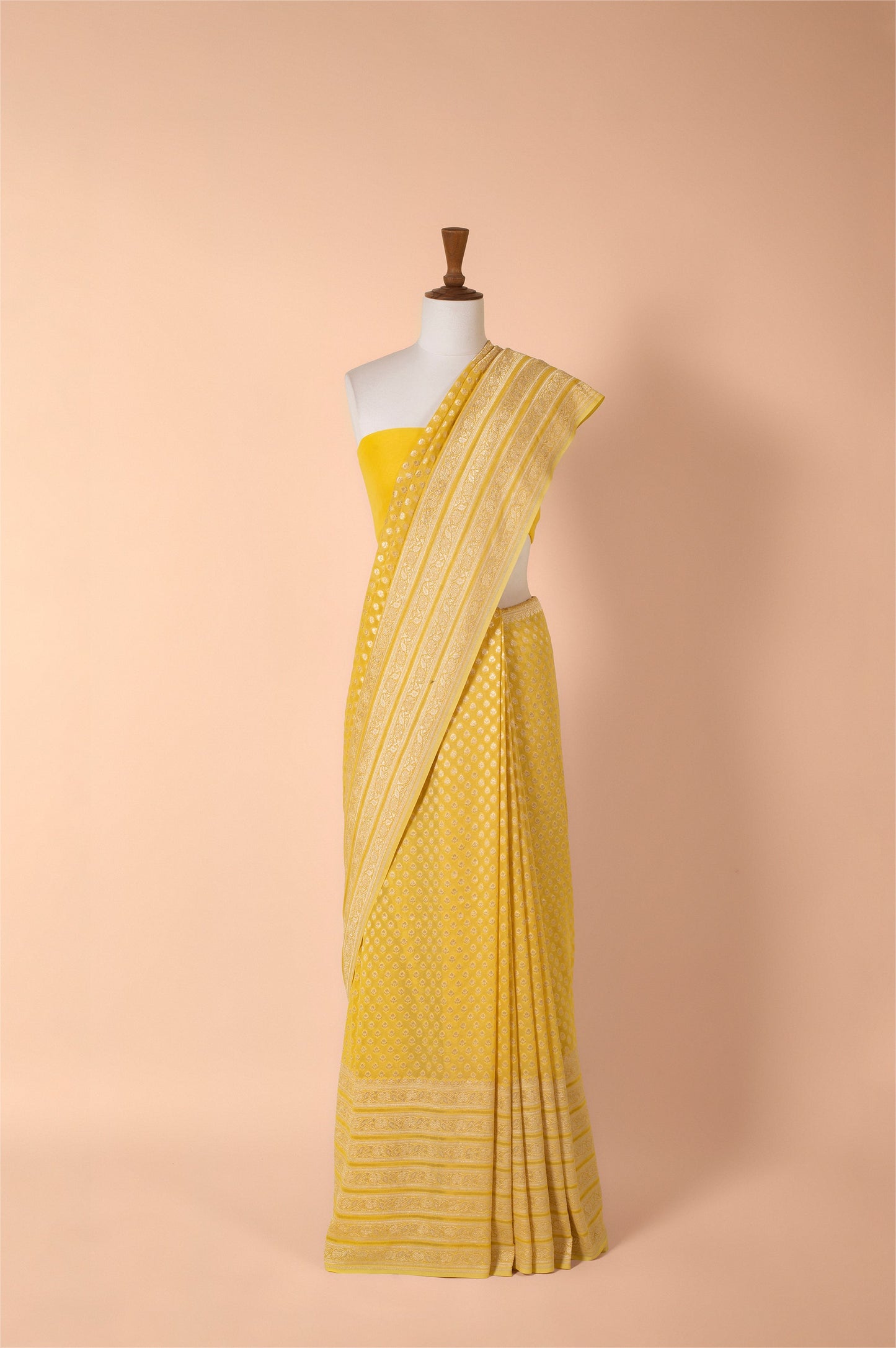 Handwoven Yellow Georgette Sari