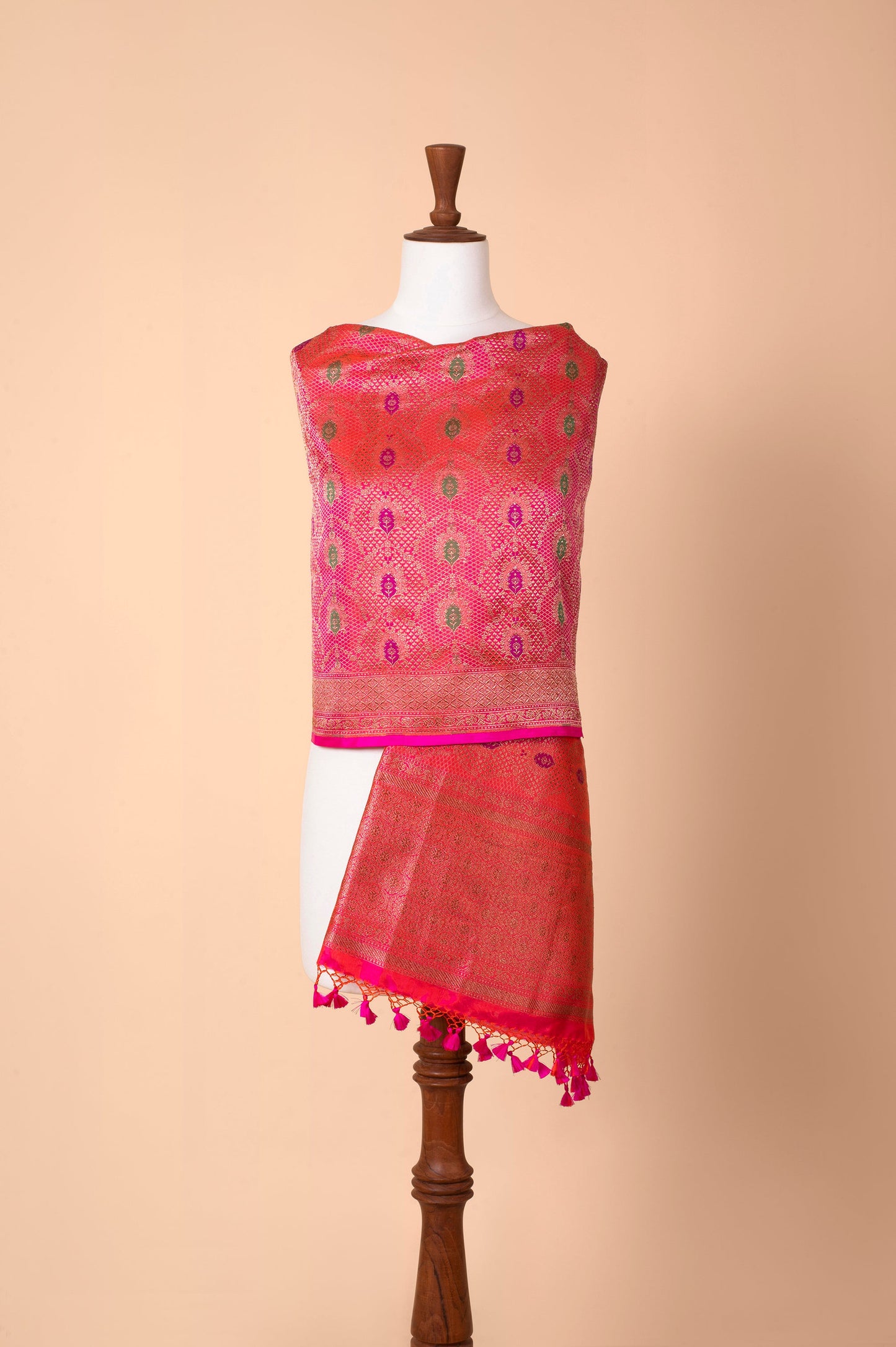 Handwoven Pink Silk Dupatta