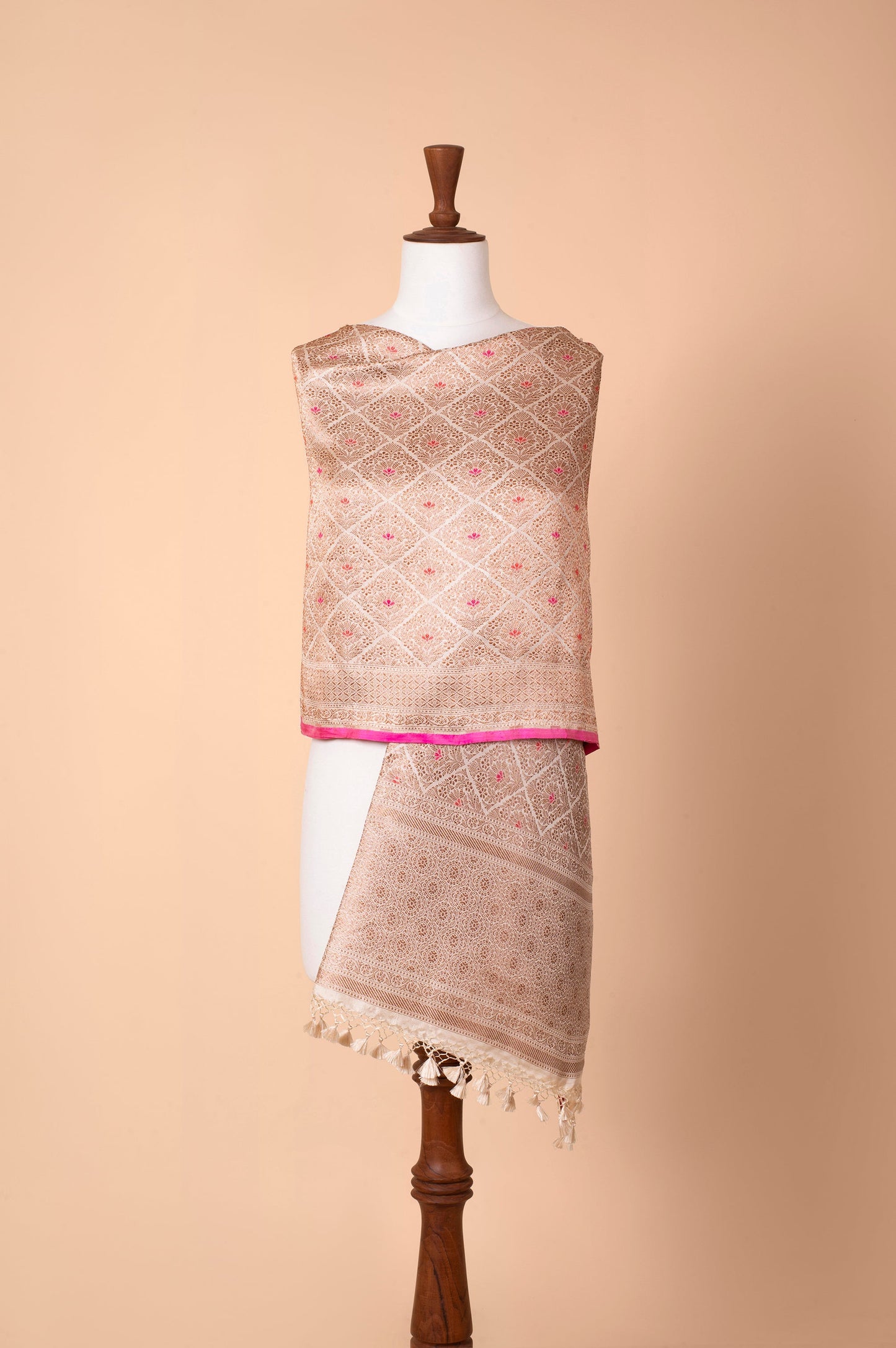 Handwoven Beige Silk Dupatta