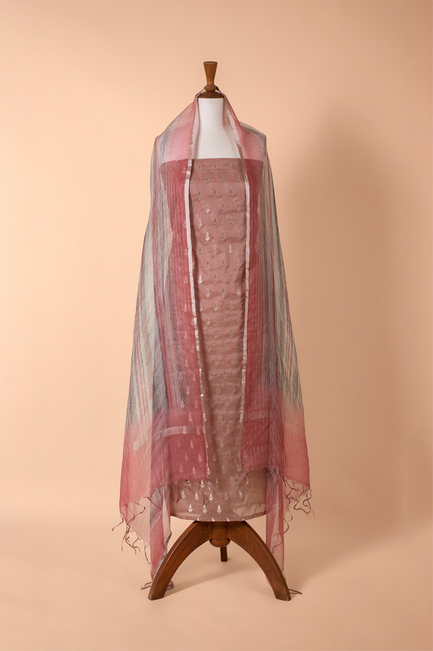 Handwoven Beige Chanderi Suit Piece