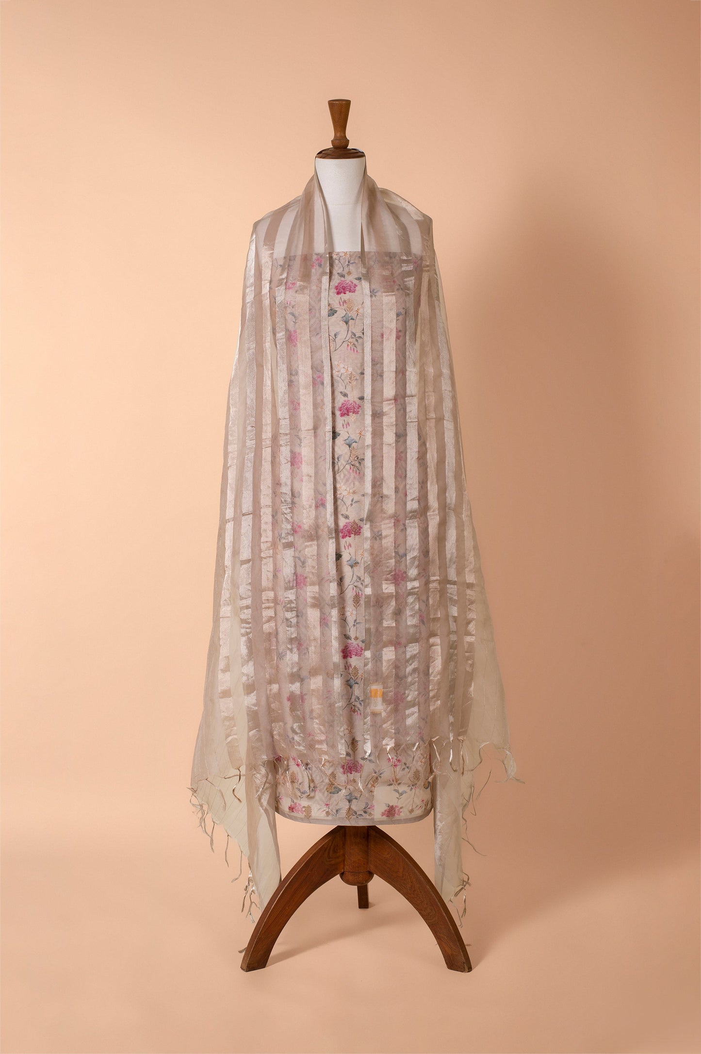 Handwoven Beige Chanderi Suit Piece