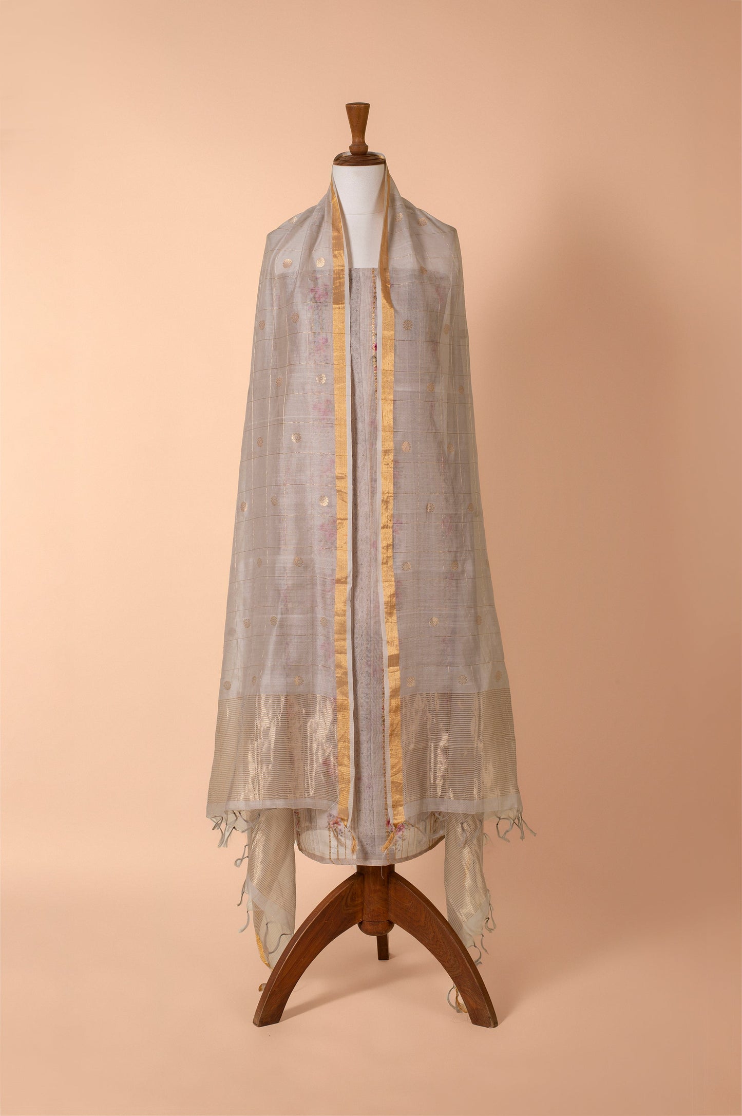 Handwoven Grey Chanderi Suit Piece