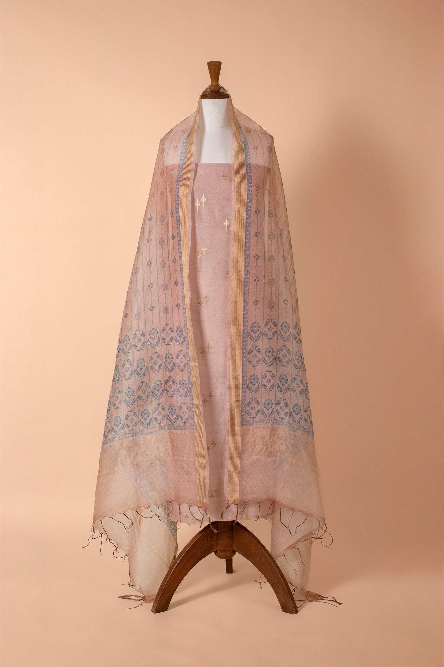 Handwoven Beige Chanderi Suit Piece