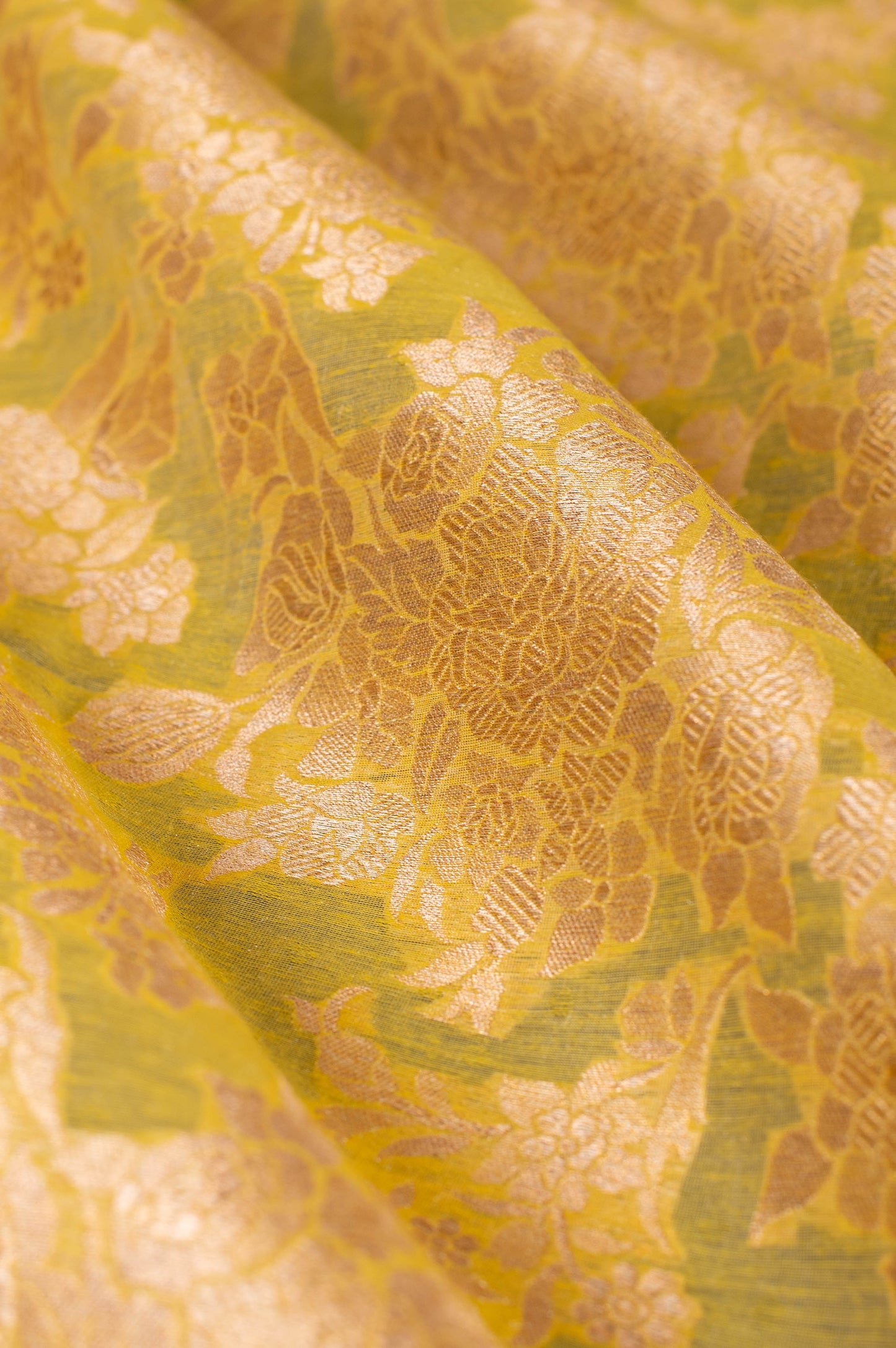 Handwoven Yellow Silk Blouse Fabric