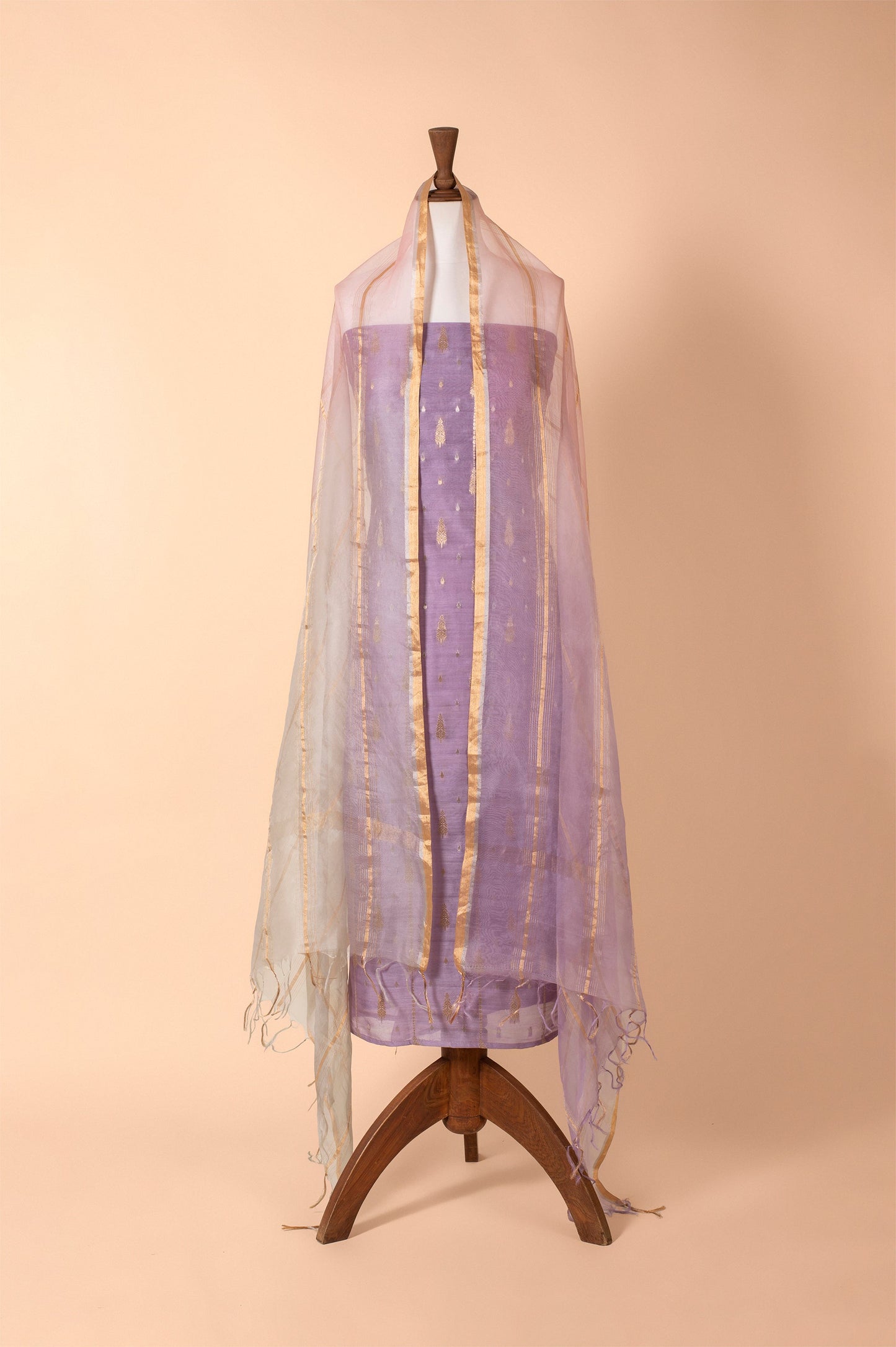 Handwoven Purple Chanderi Suit Piece