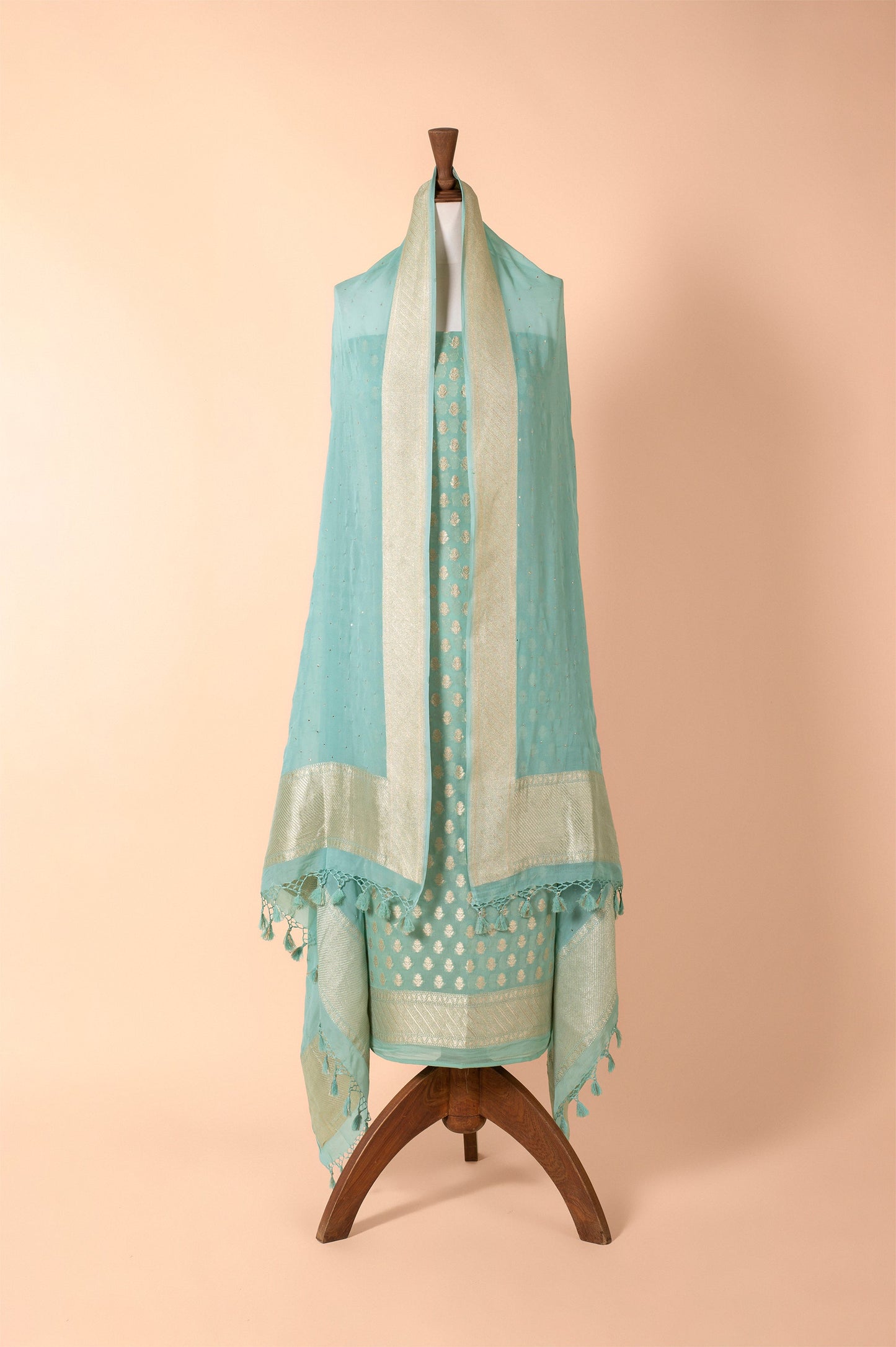 Handwoven Green Georgette Suit Piece