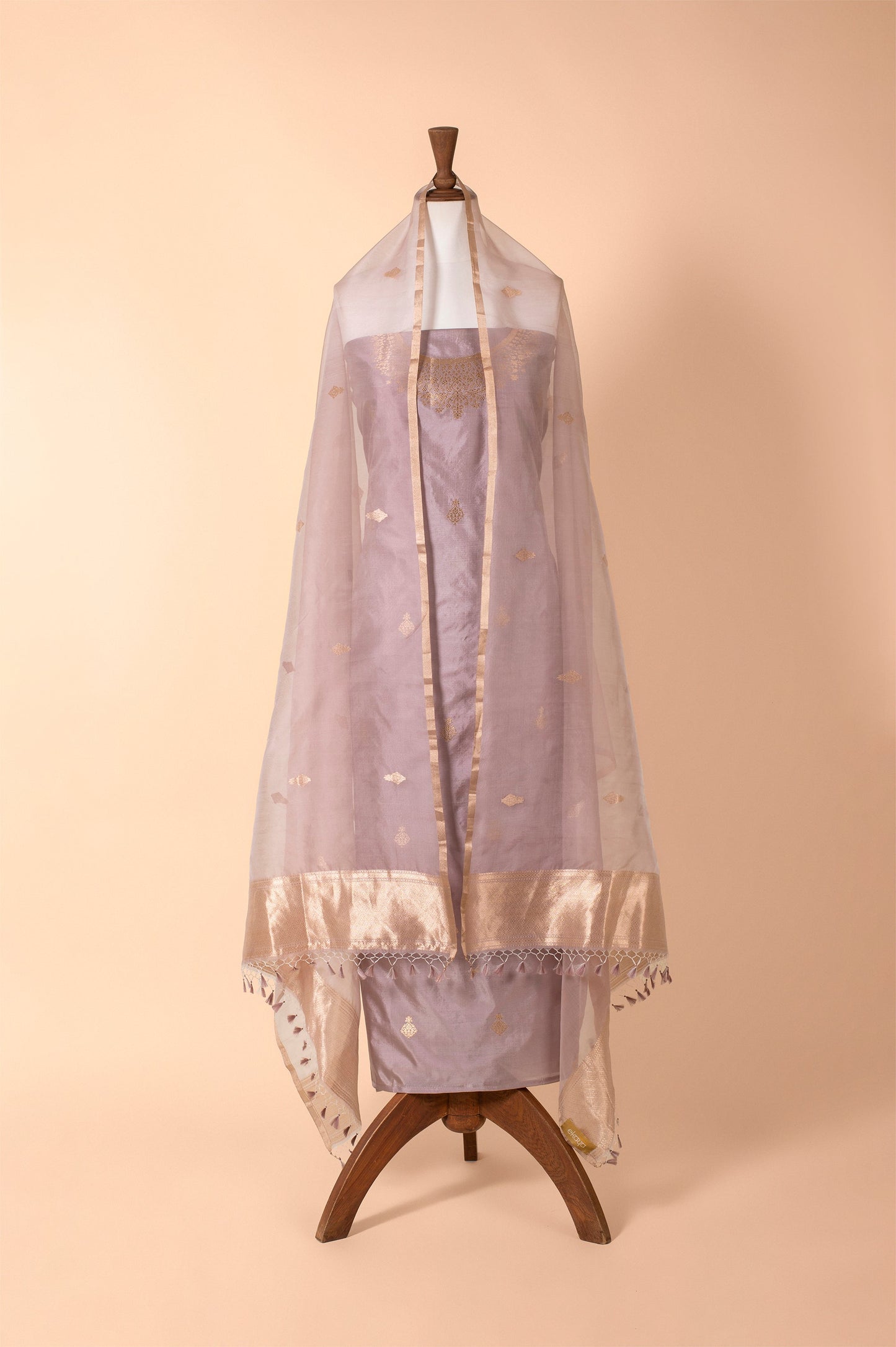 Handwoven Mauve Silk Suit Piece