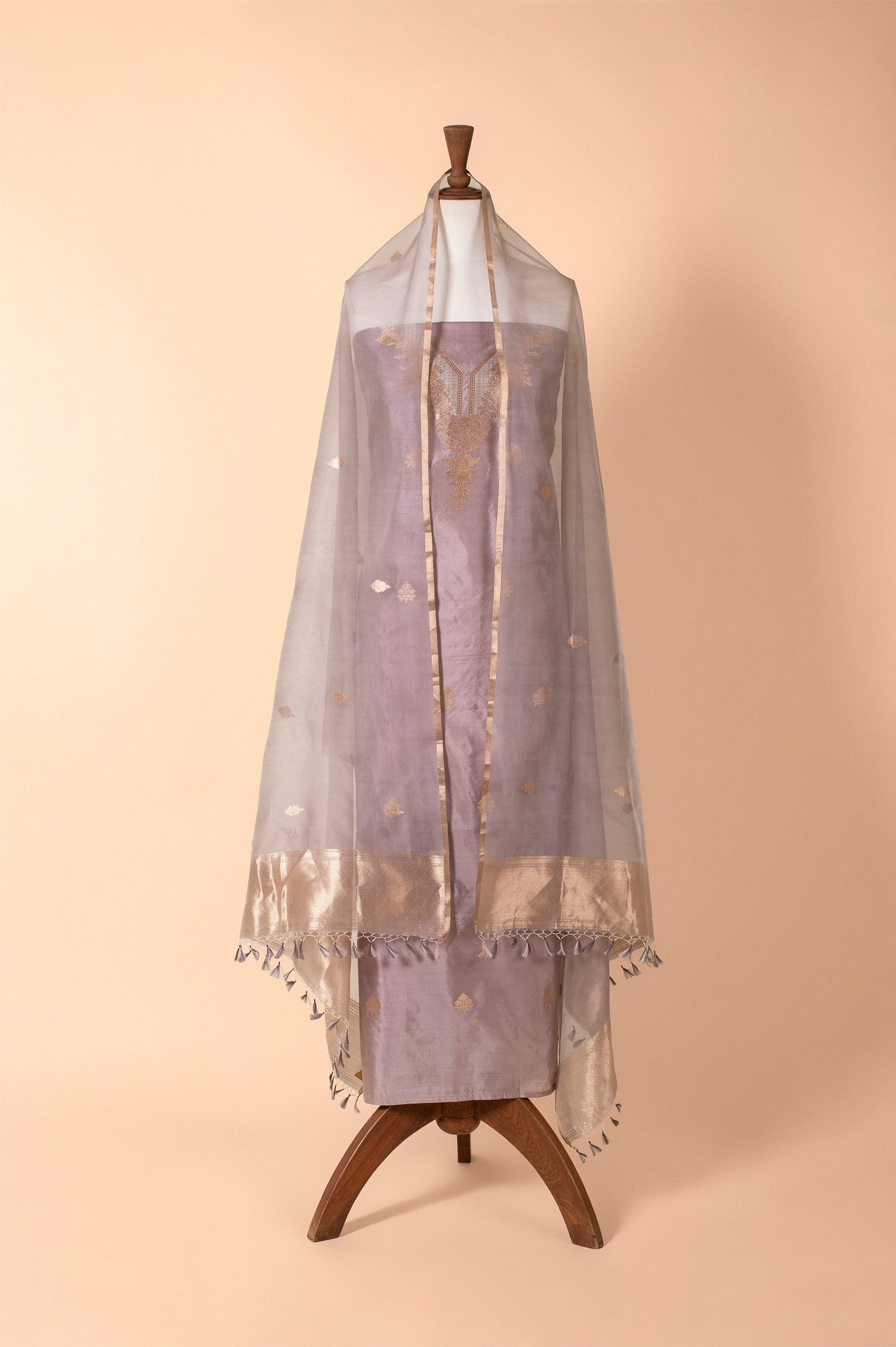 Handwoven Mauve Silk Suit Piece